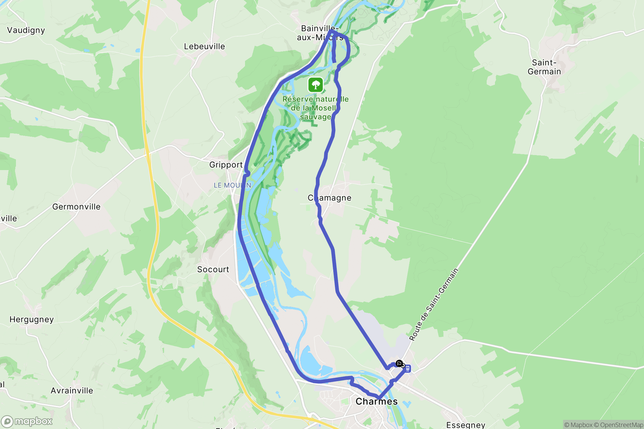 Charmes : carte du parcours de randonnée - France