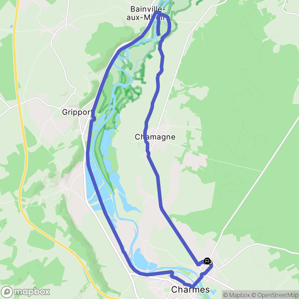 Charmes : carte du parcours de randonnée - France