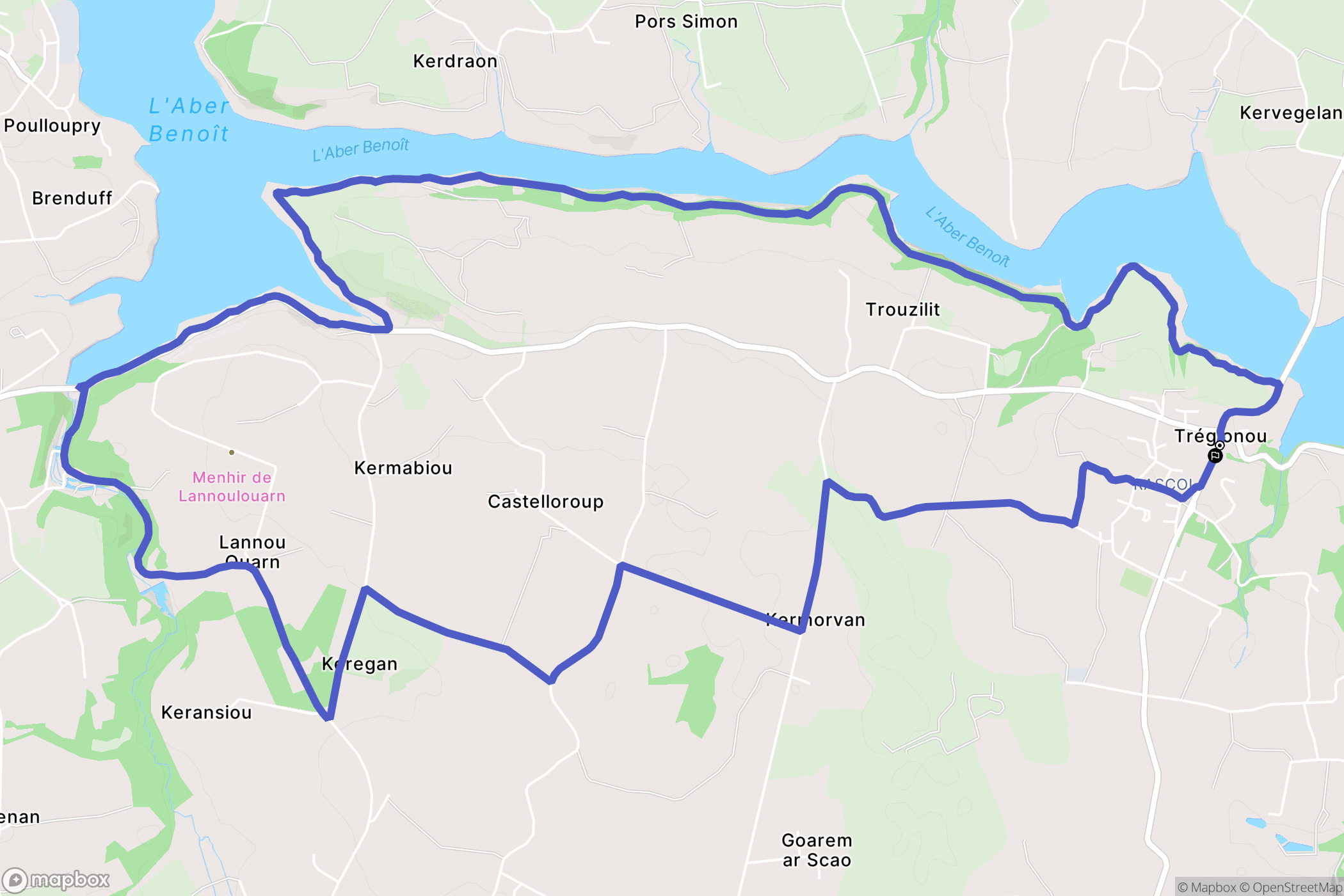 Tréglonou : carte du parcours de randonnée - France