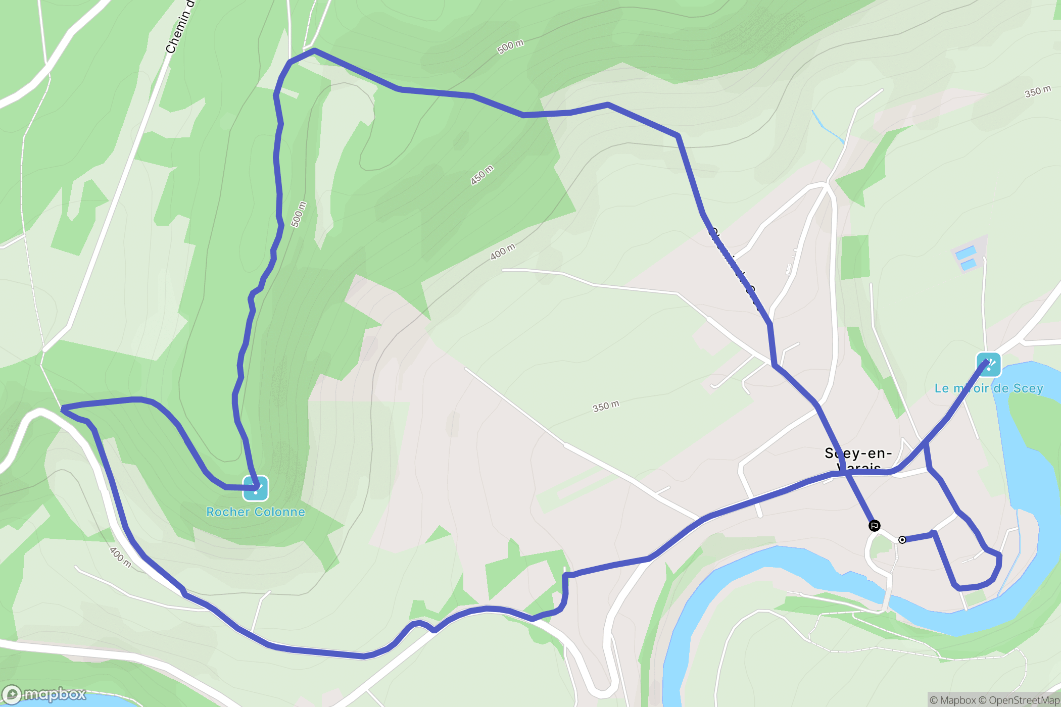 Scey-Maisières : carte du parcours de randonnée - France