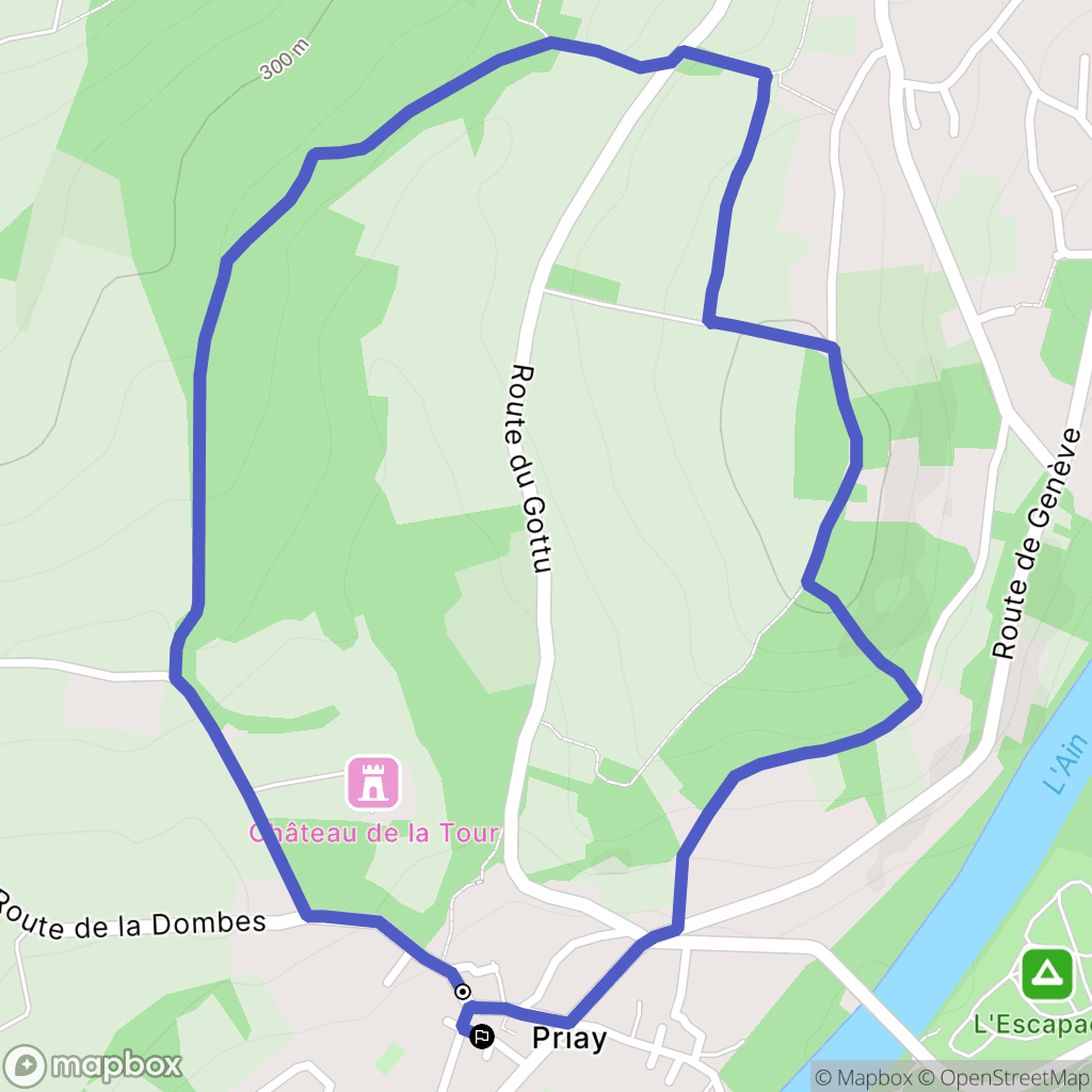 Priay : carte du parcours de randonnée - France