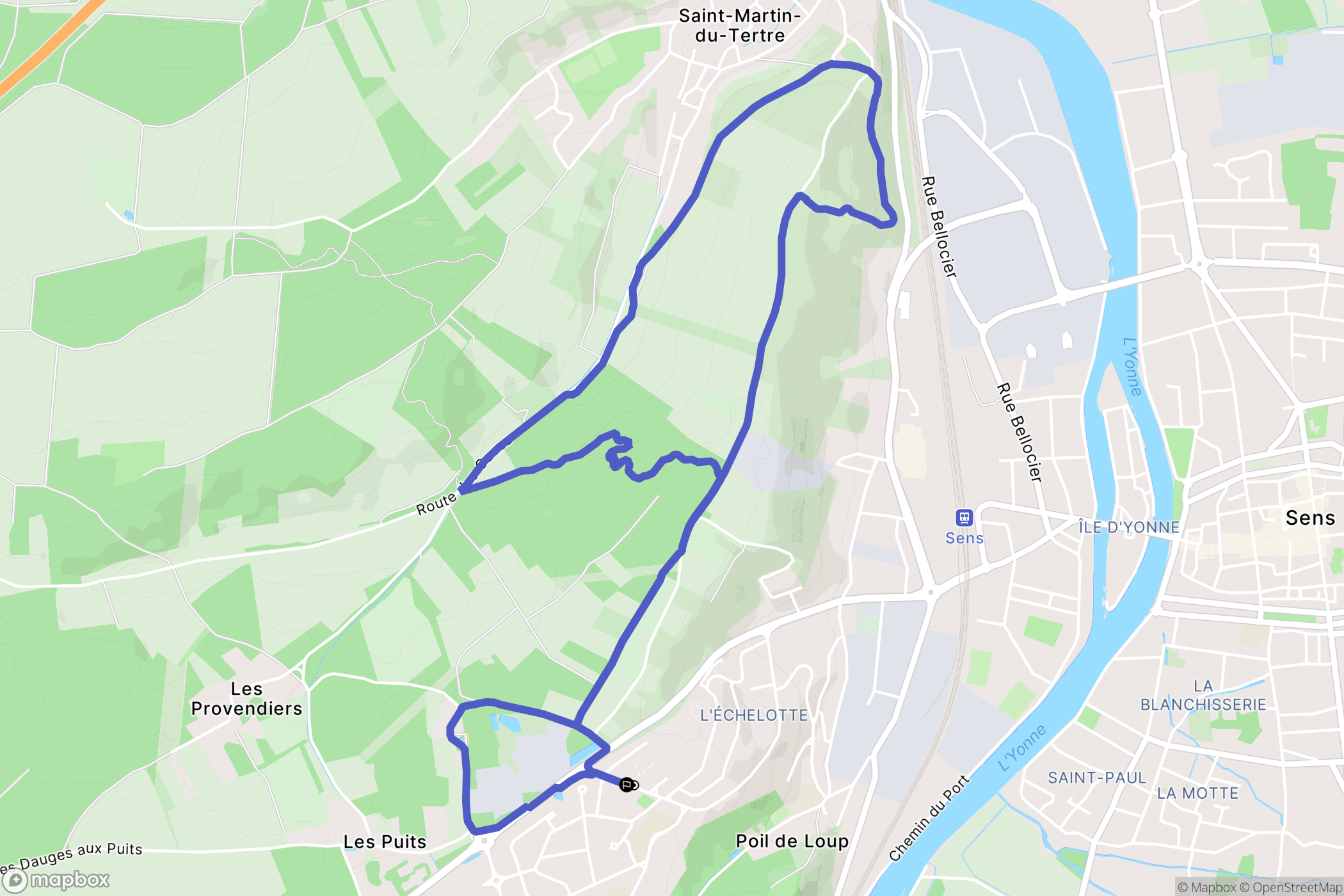 Paron : carte du parcours de randonnée - France