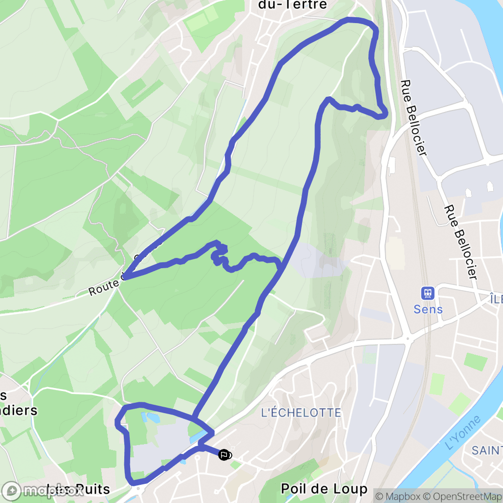 Paron : carte du parcours de randonnée - France