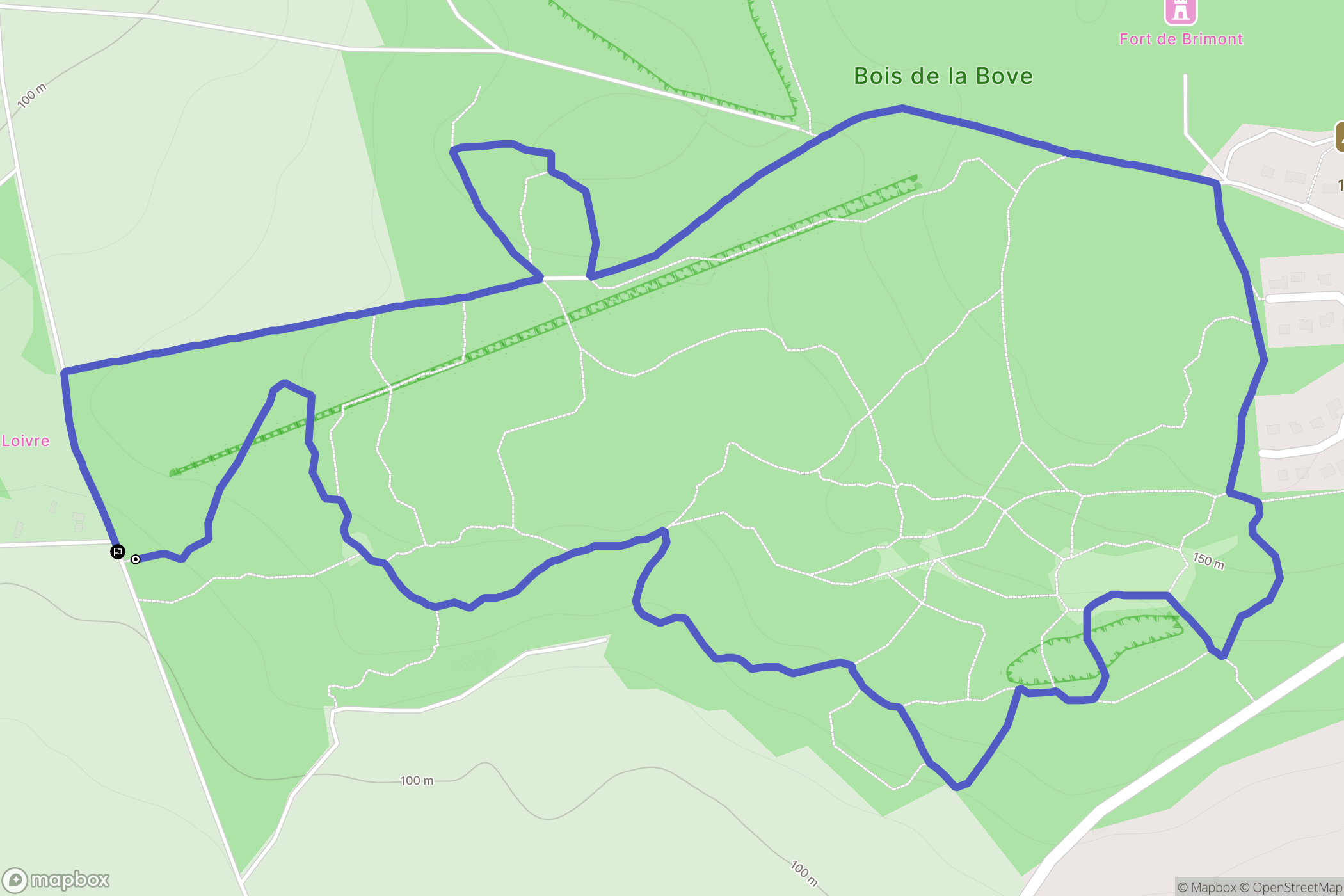 Courcy : carte du parcours de randonnée - France