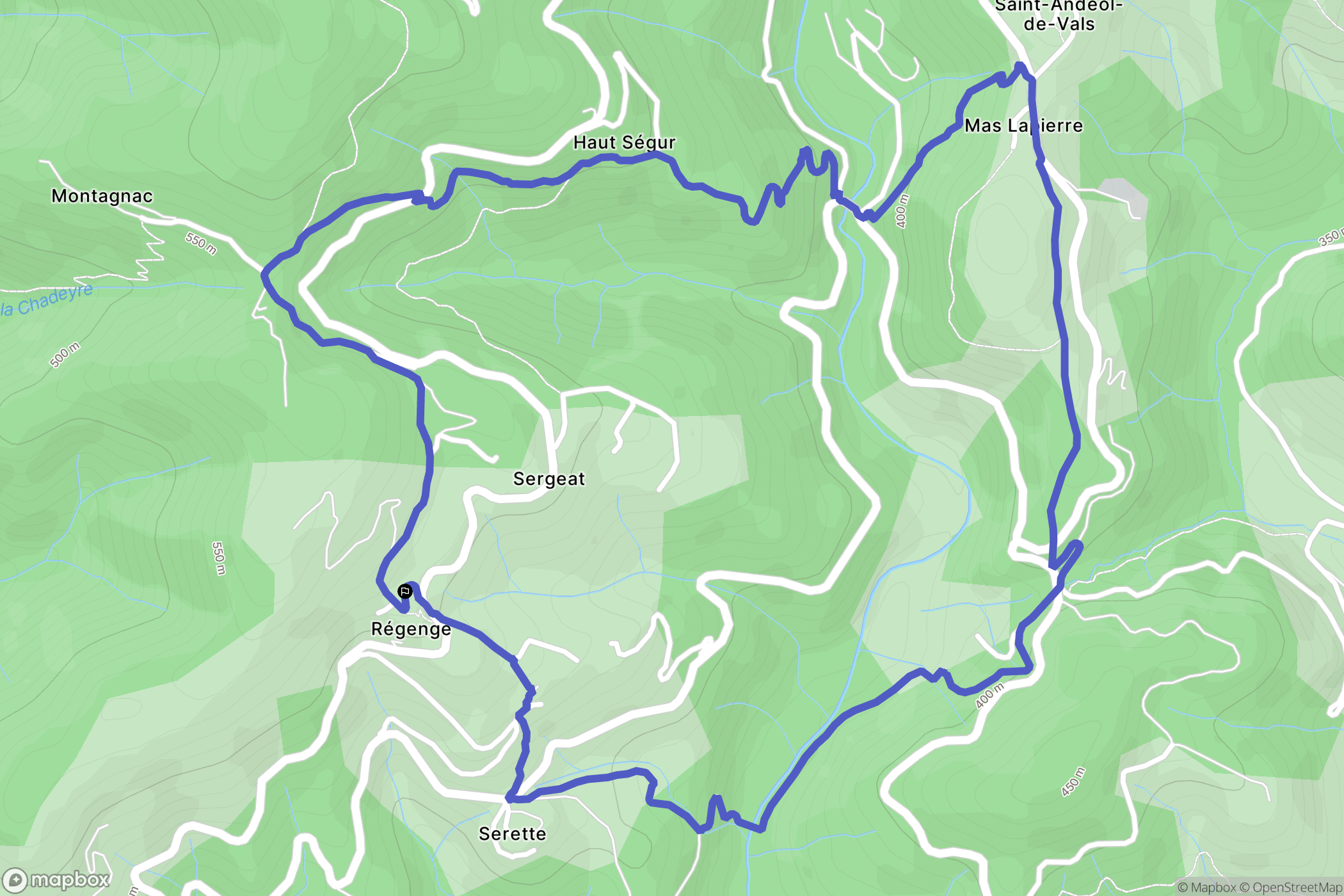 Saint-Andéol-de-Vals : carte du parcours de randonnée - France