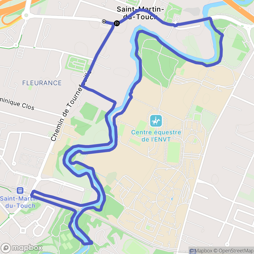 Toulouse : carte du parcours de randonnée - France