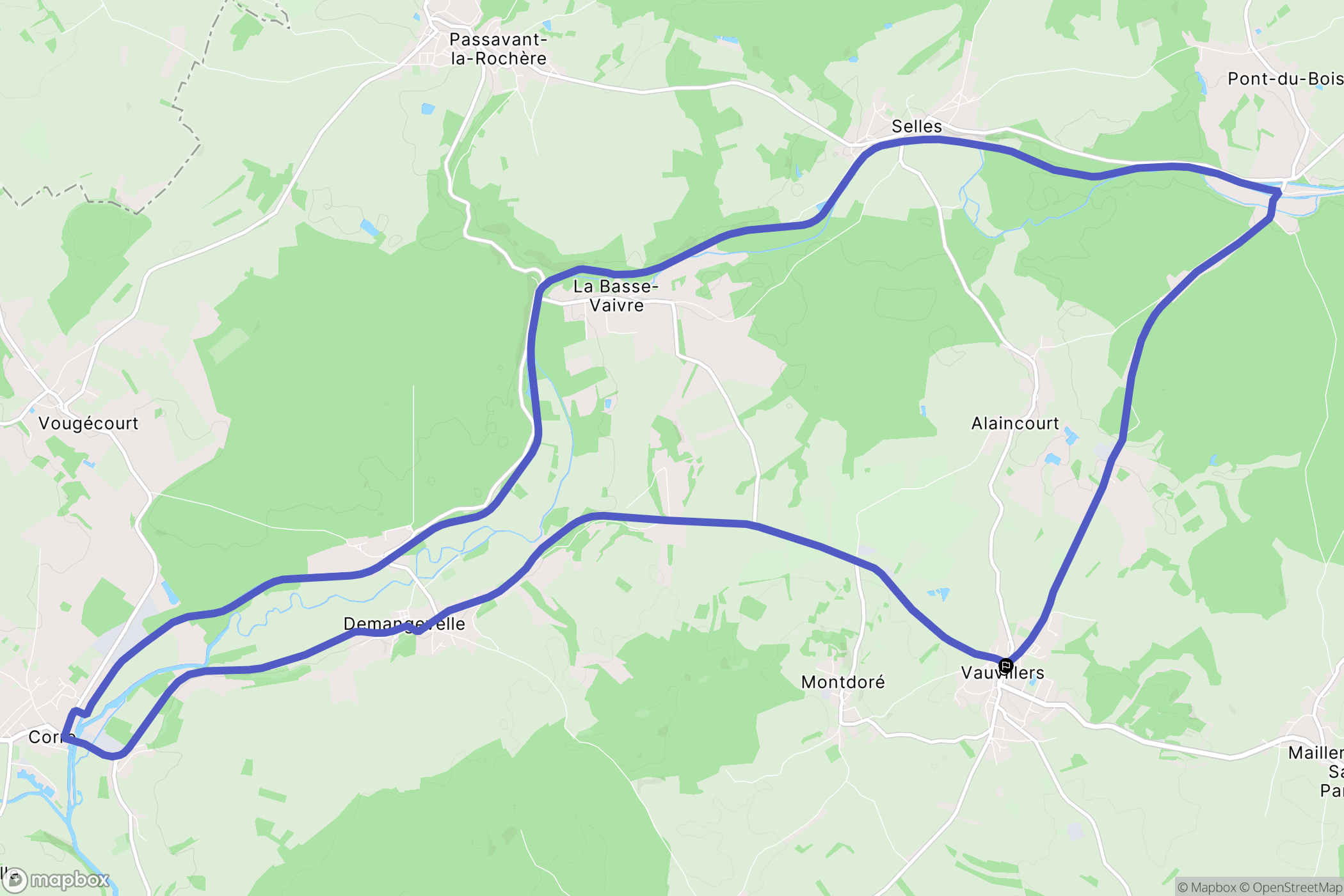 Vauvillers : carte du parcours de randonnée - France