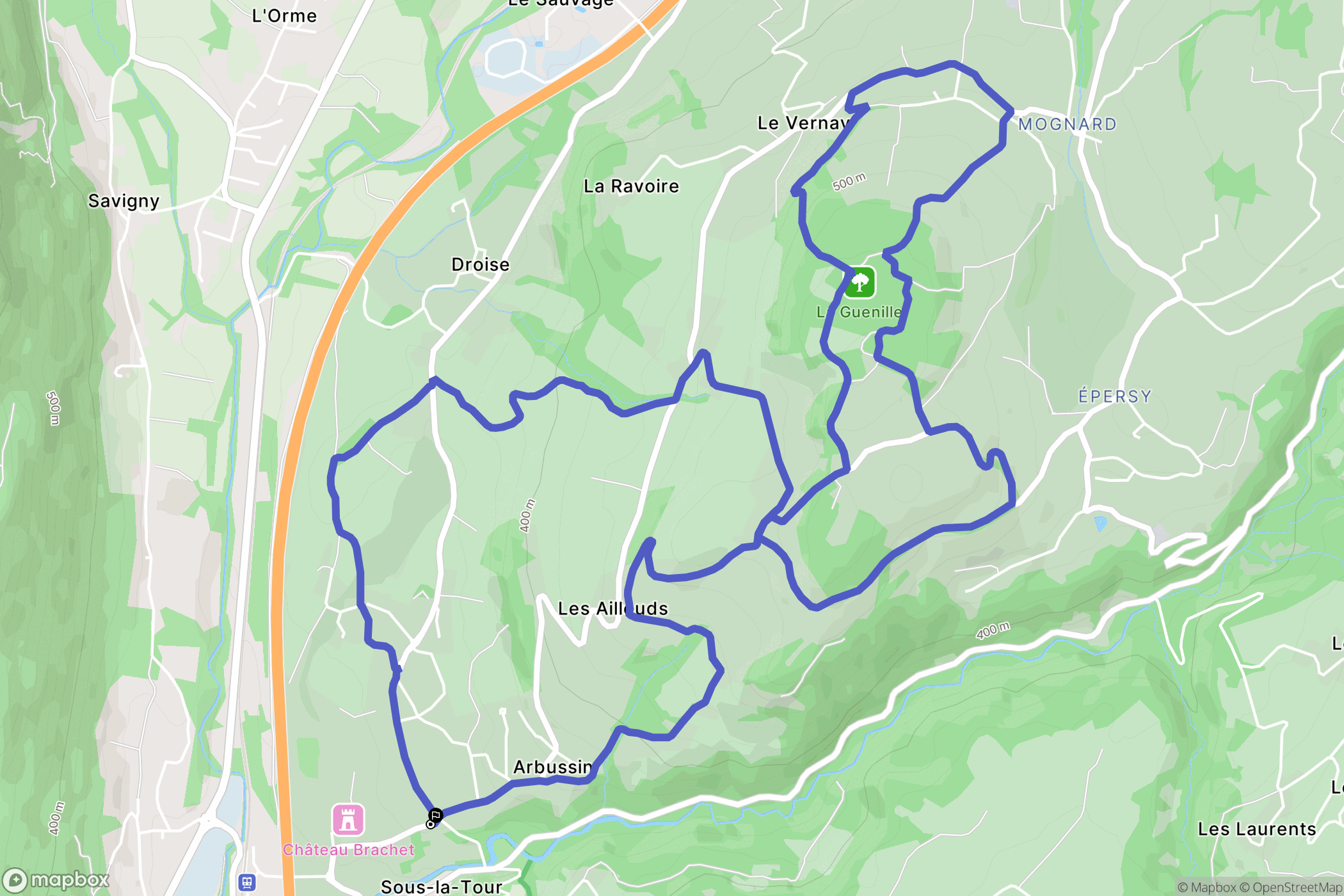 Grésy-sur-Aix : carte du parcours de randonnée - France