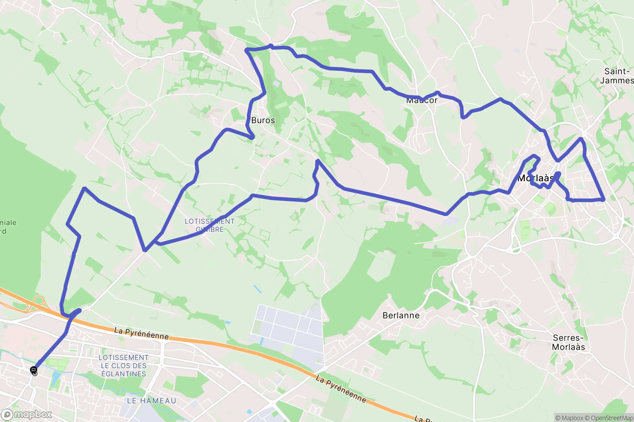 Pau : carte du parcours de randonnée - France