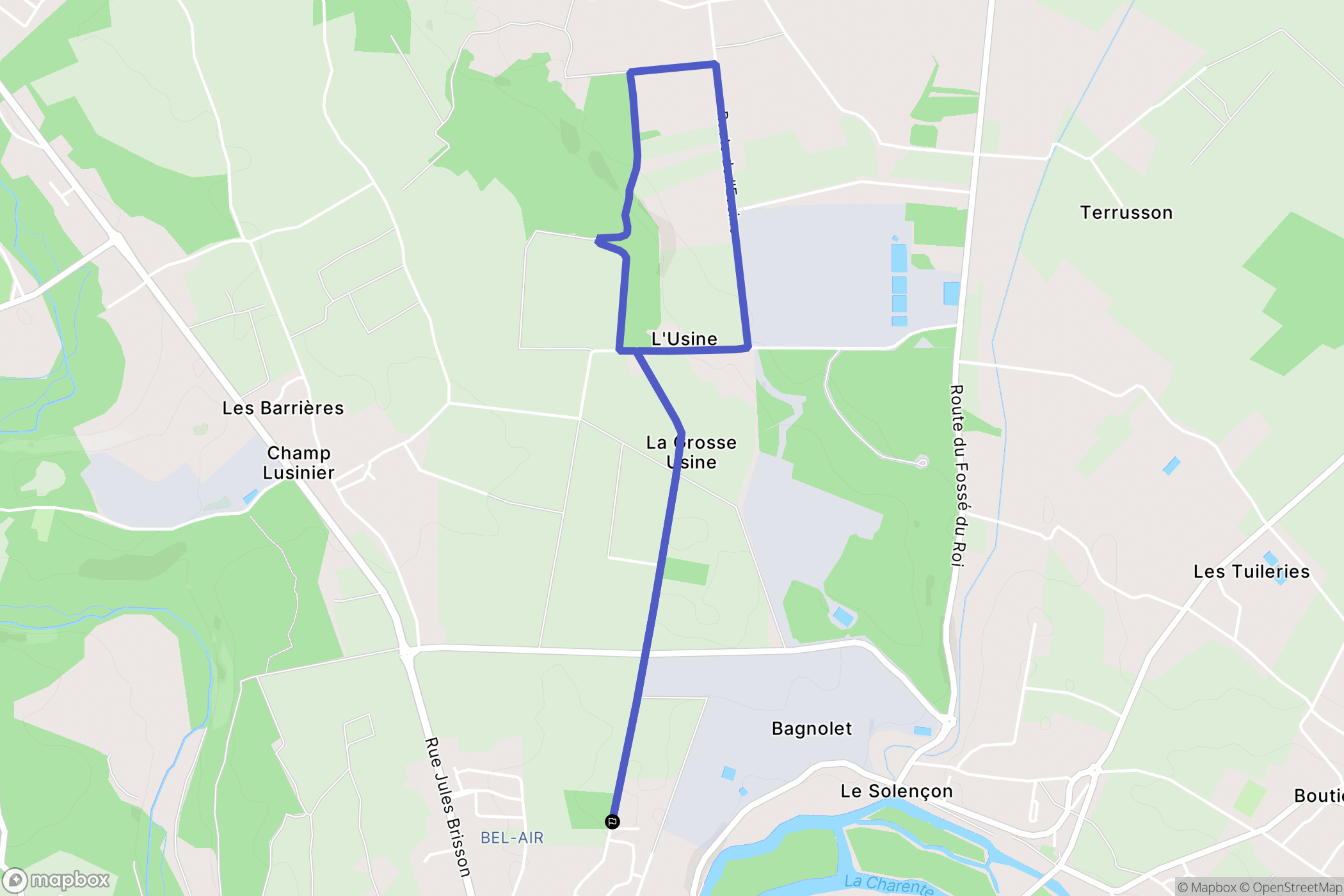 Cognac : carte du parcours de randonnée - France