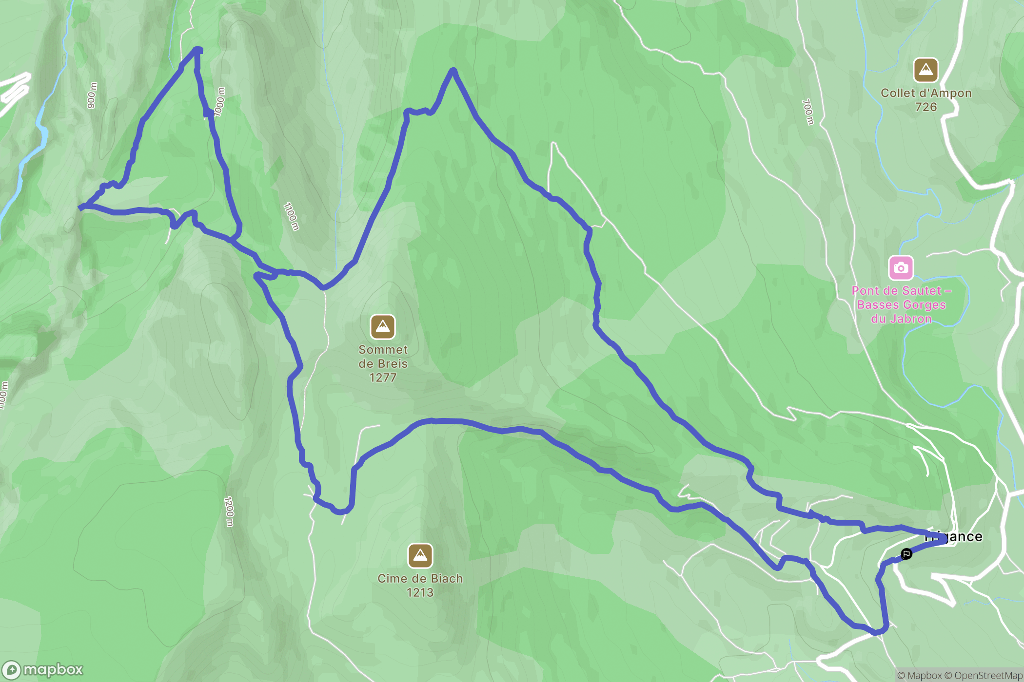 Trigance : carte du parcours de randonnée - France
