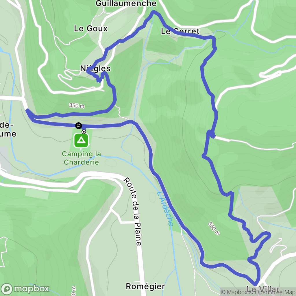 Pont-de-Labeaume : carte du parcours de randonnée - France