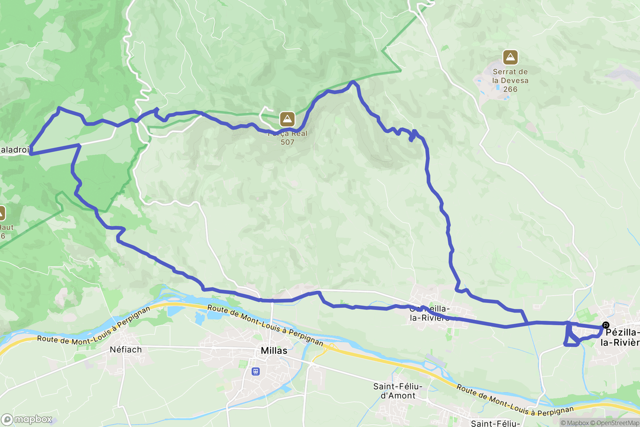 Pézilla-la-Rivière : carte du parcours de randonnée - France