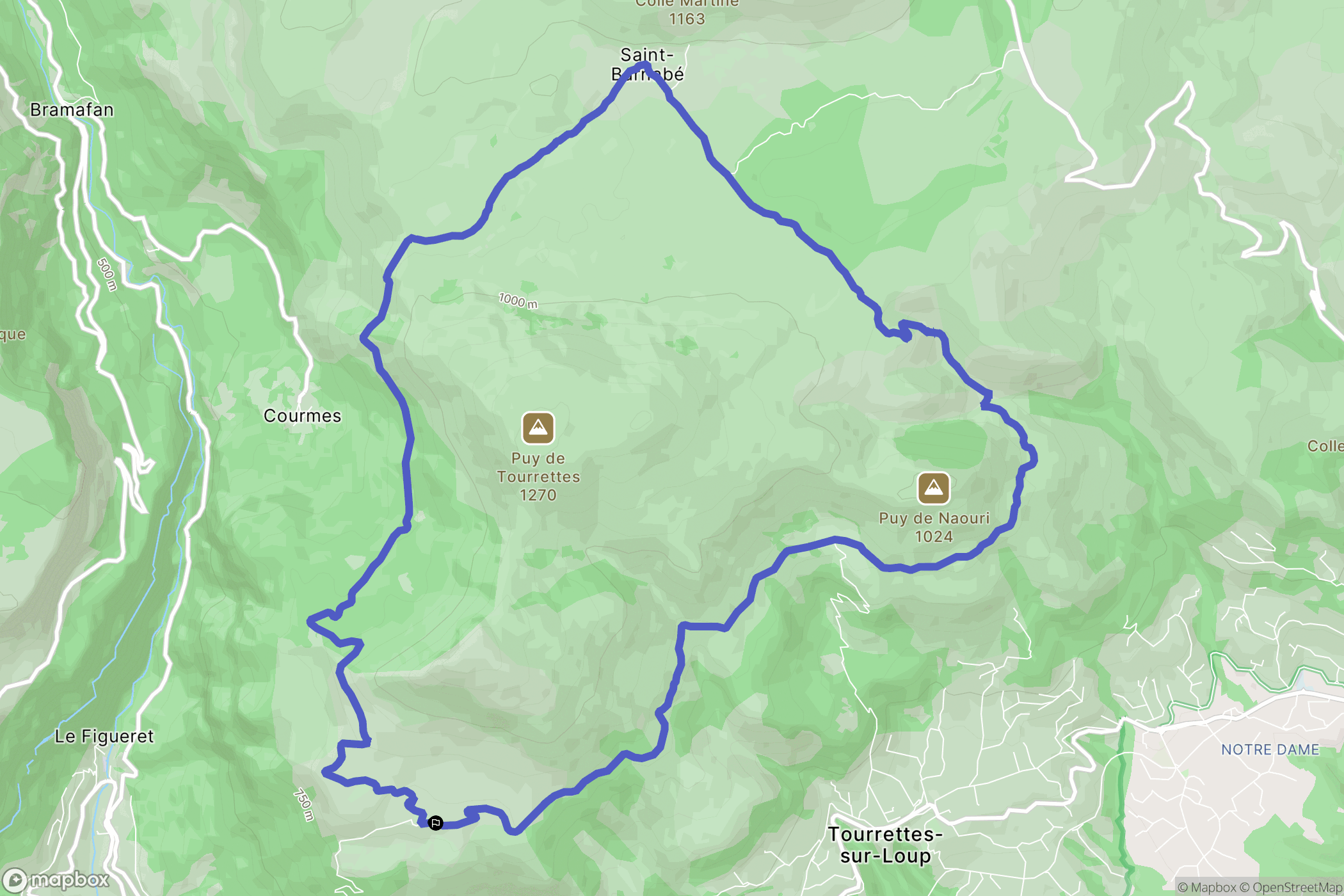 Tourrettes-sur-Loup : carte du parcours de randonnée - France