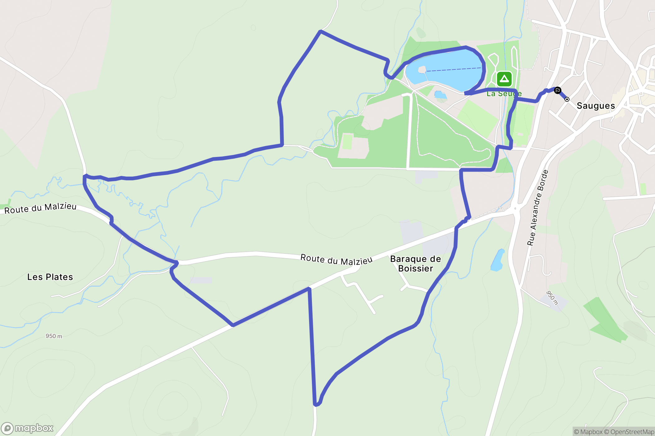 Saugues : carte du parcours de randonnée - France