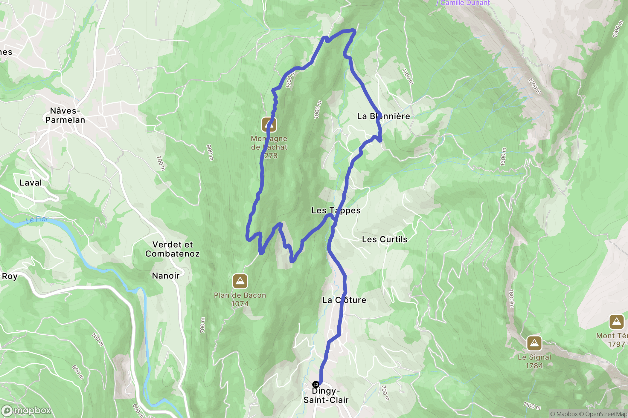 Dingy-Saint-Clair : carte du parcours de randonnée - France