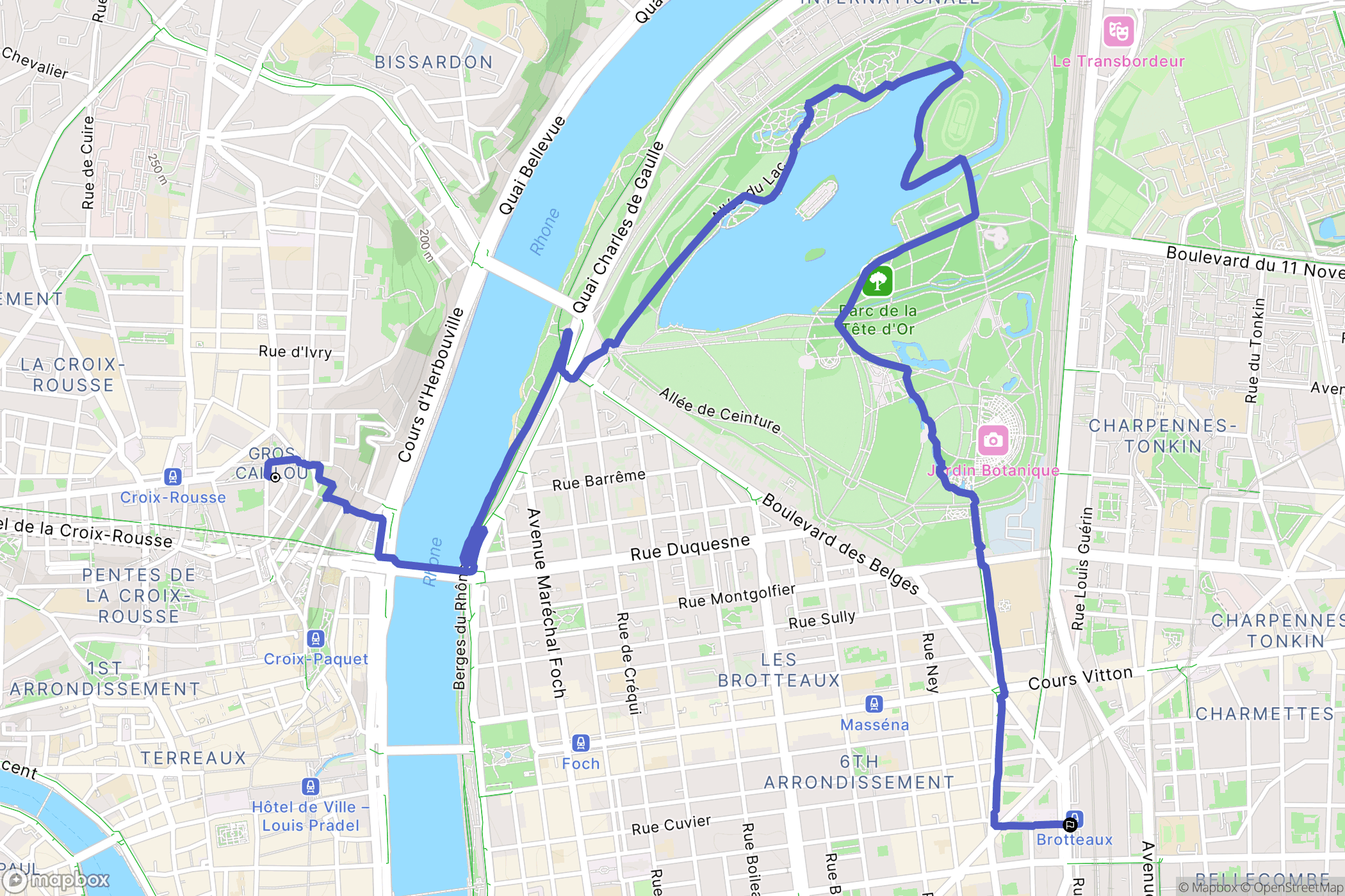 Lyon : carte du parcours de randonnée - France