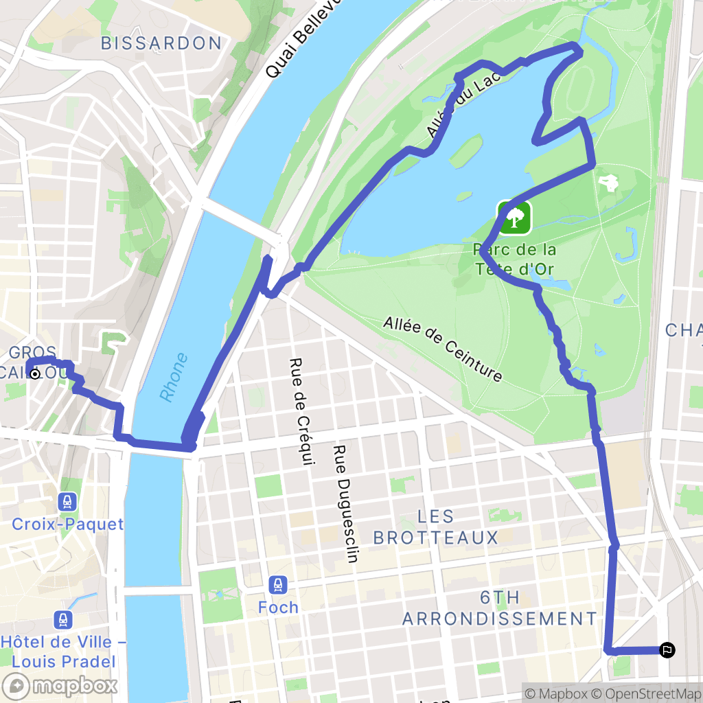 Lyon : carte du parcours de randonnée - France