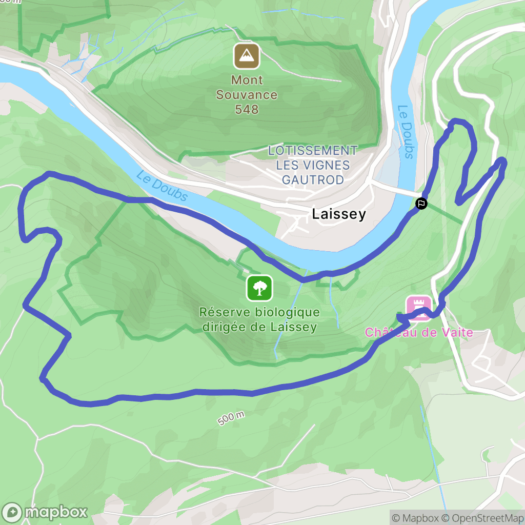 Laissey : carte du parcours de randonnée - France