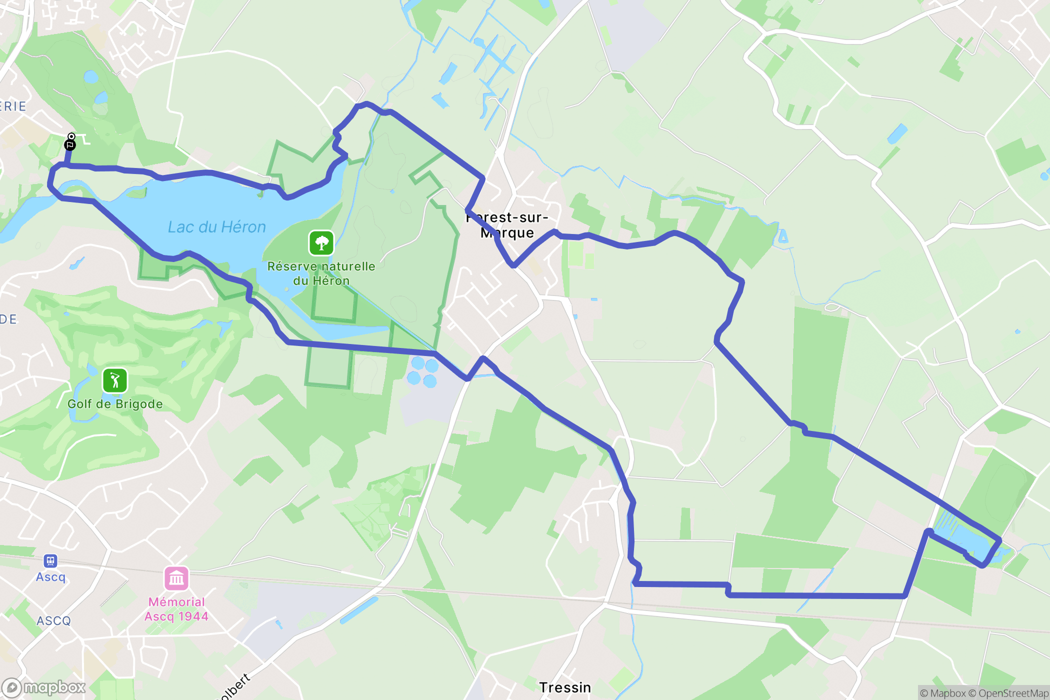 Villeneuve-d'Ascq : carte du parcours de randonnée - France