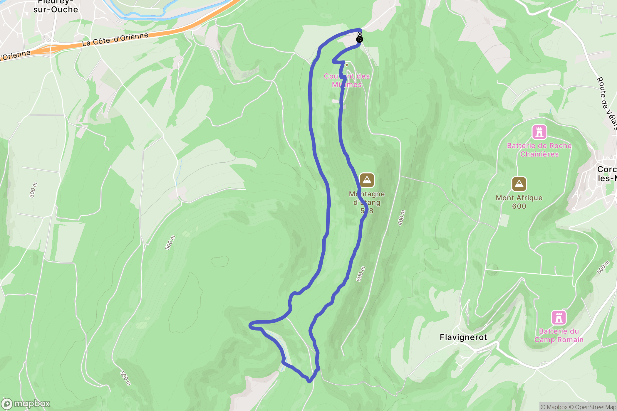 Velars-sur-Ouche : carte du parcours de randonnée - France