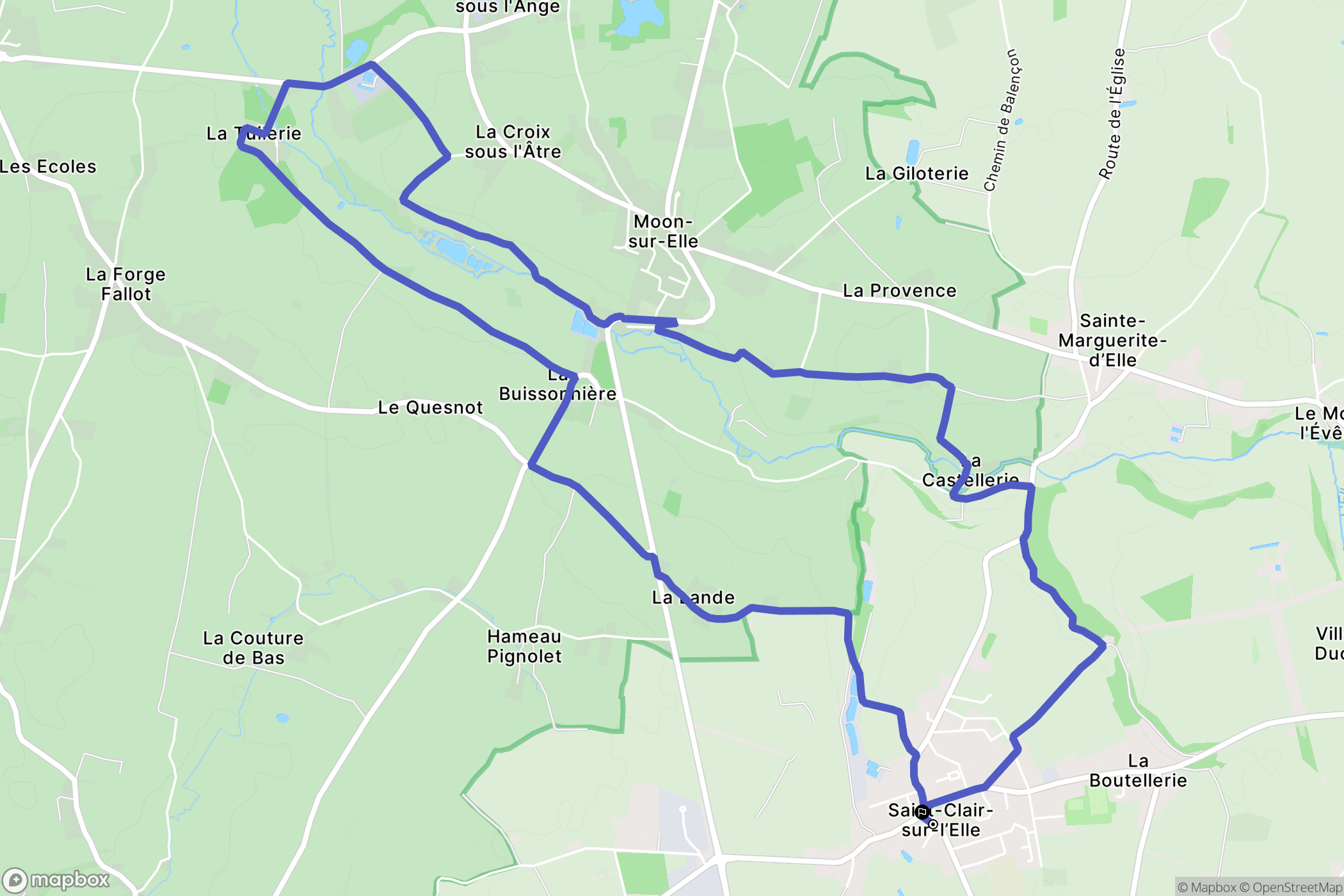 Saint-Clair-sur-l'Elle : carte du parcours de randonnée - France
