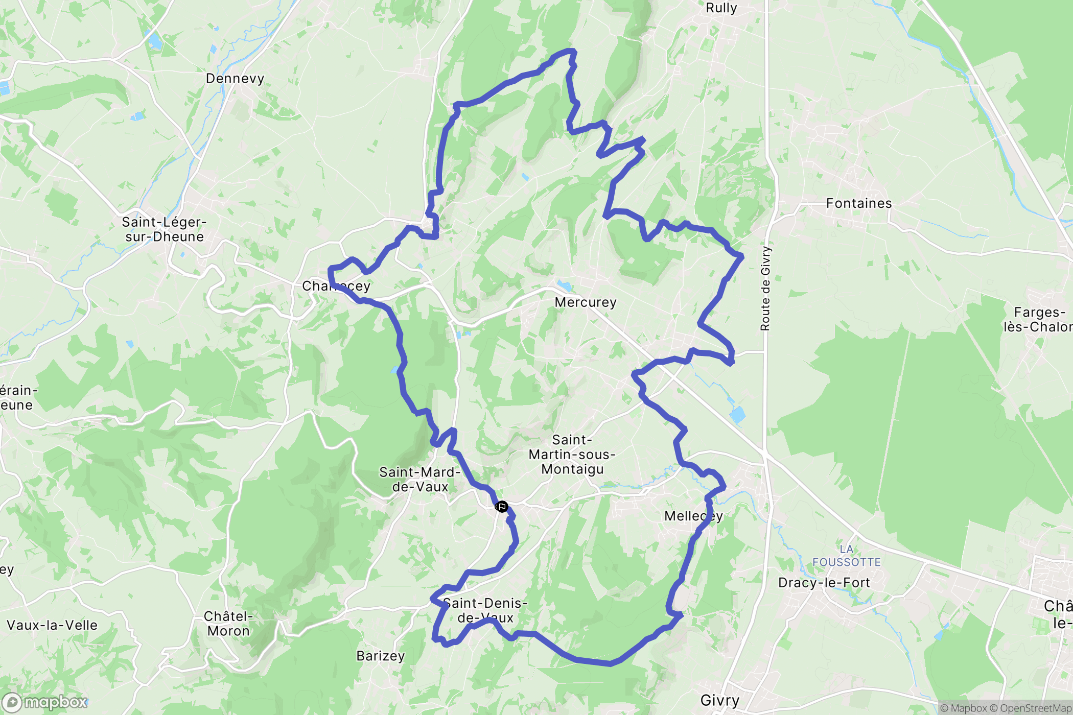Saint-Jean-de-Vaux : carte du parcours de randonnée - France