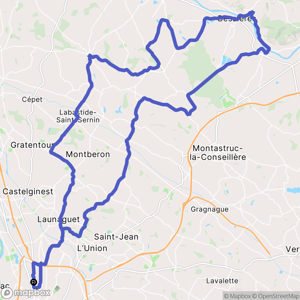 Toulouse : carte du parcours de randonnée - France
