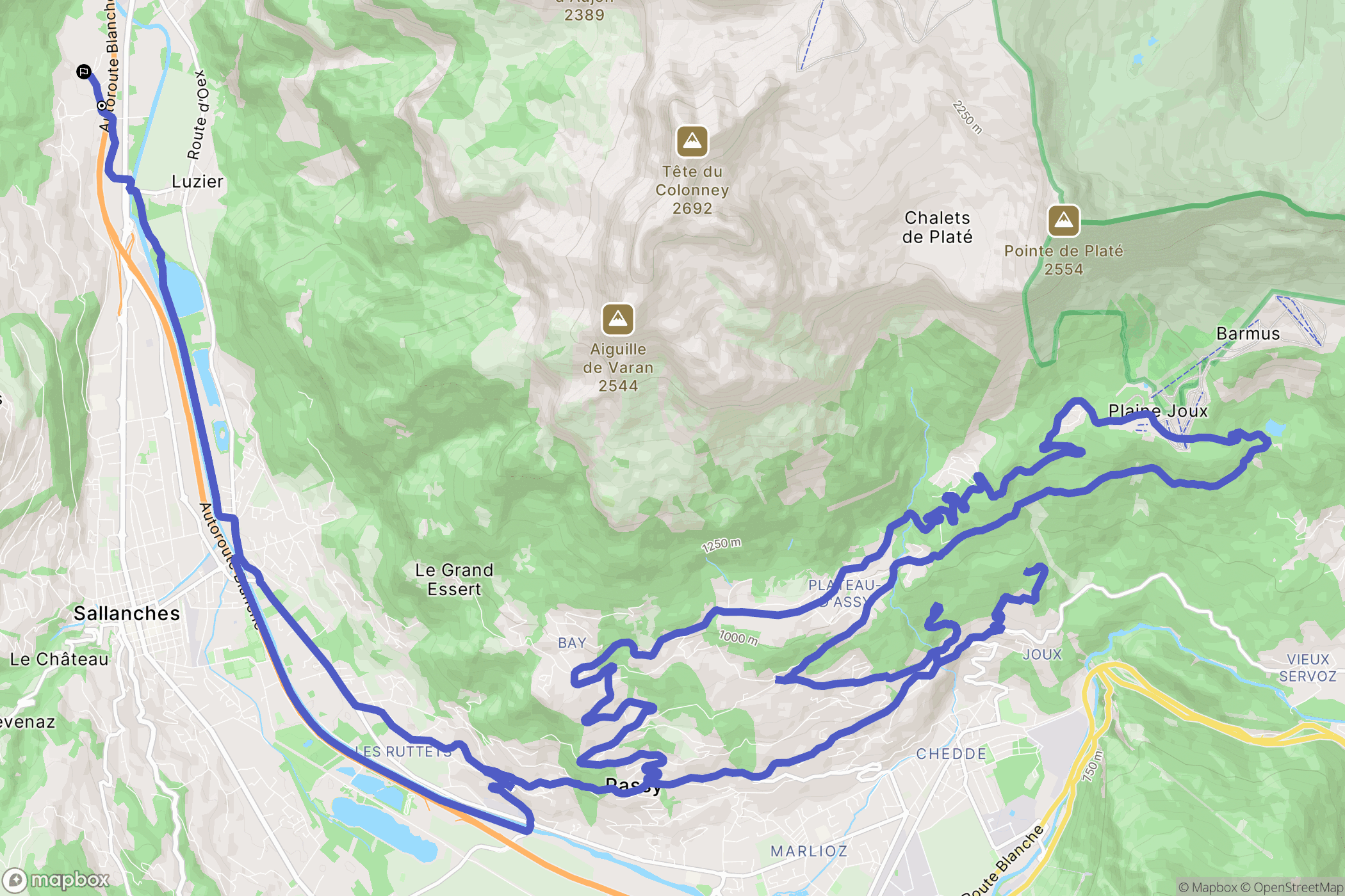 Sallanches : carte du parcours de randonnée - France