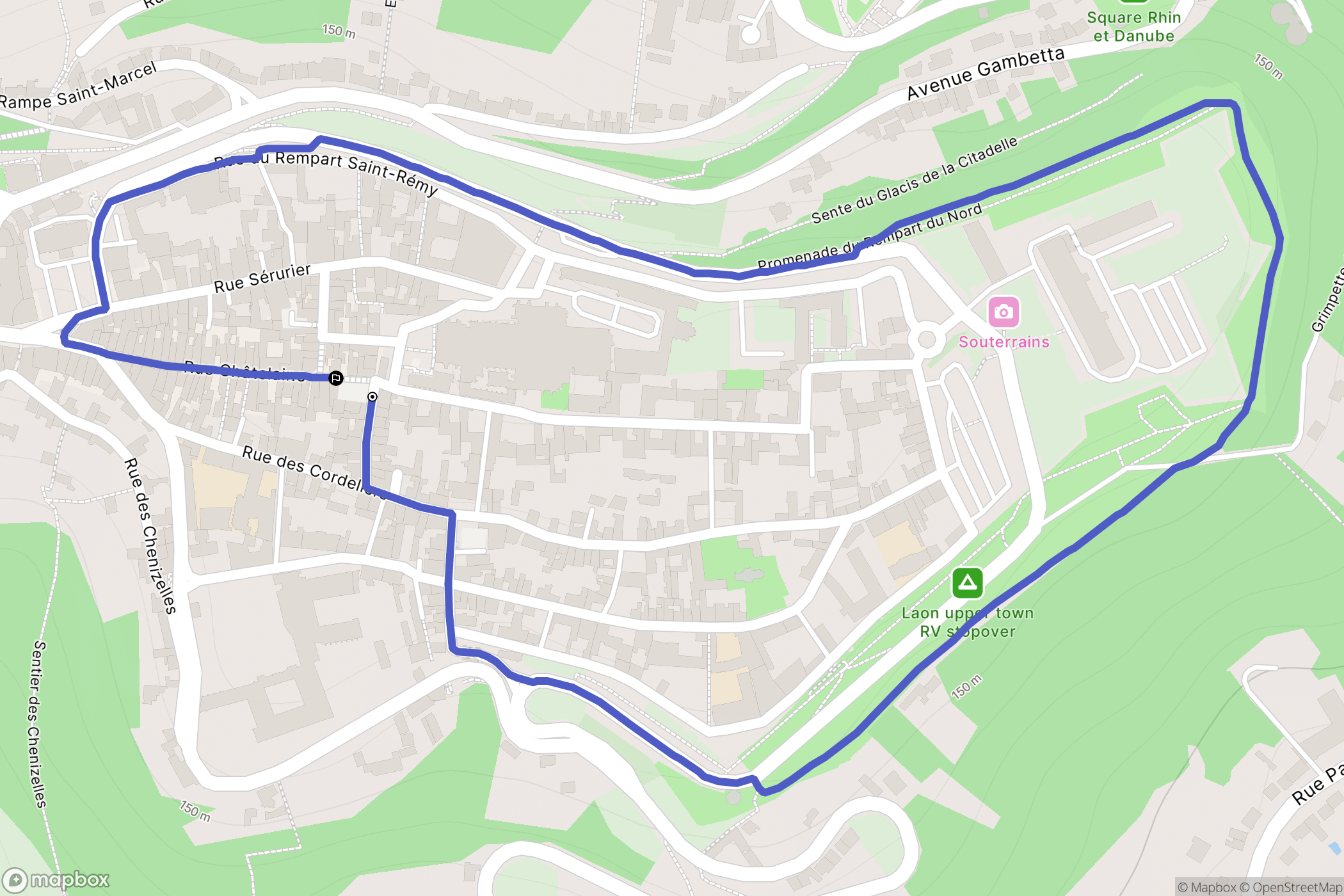 Laon : carte du parcours de randonnée - France