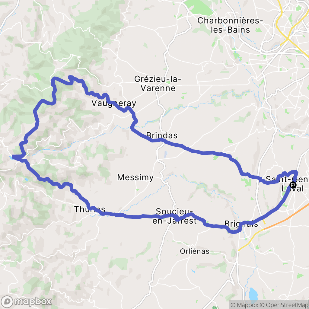 Saint-Genis-Laval : carte du parcours de randonnée - France