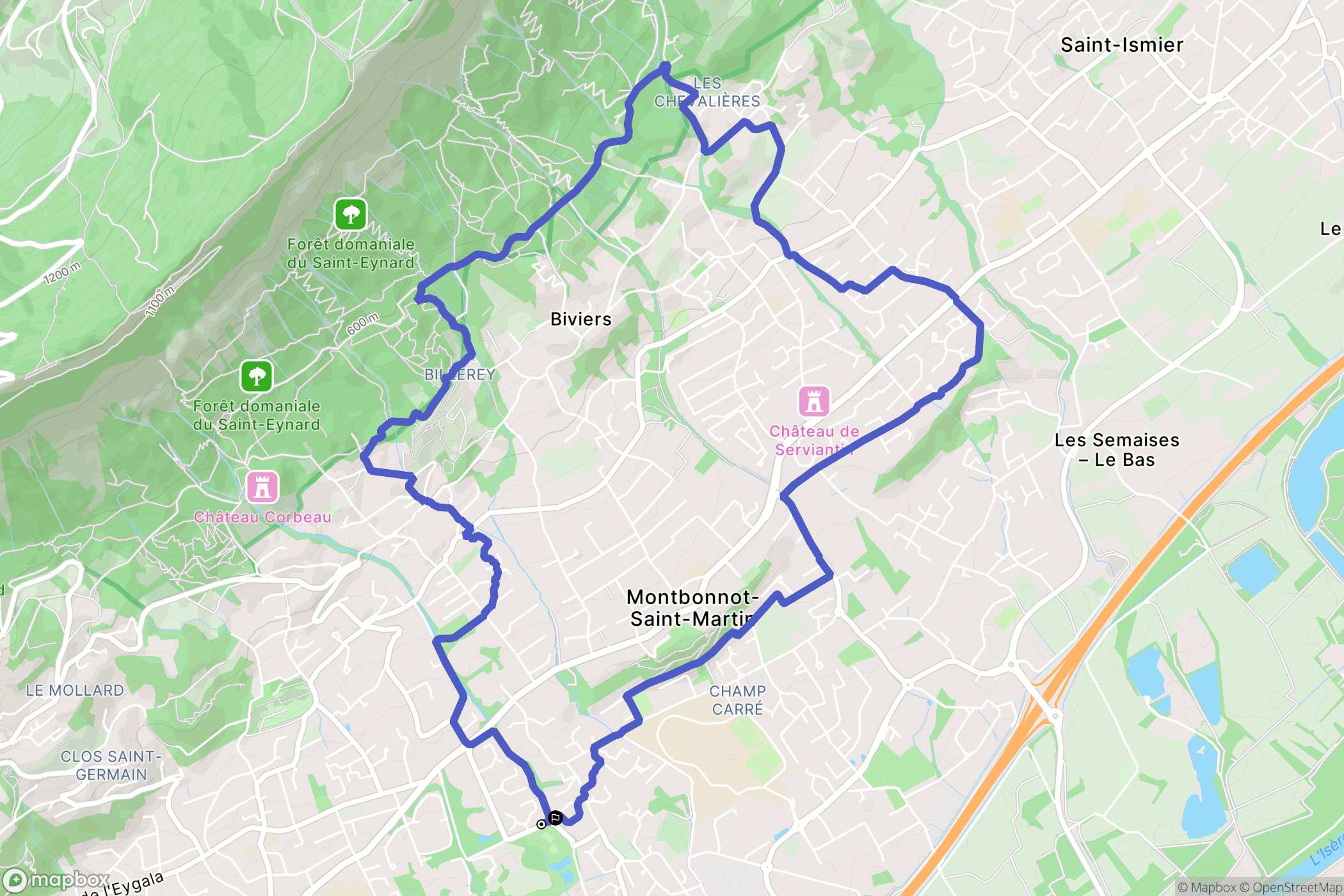 Meylan : carte du parcours de randonnée - France