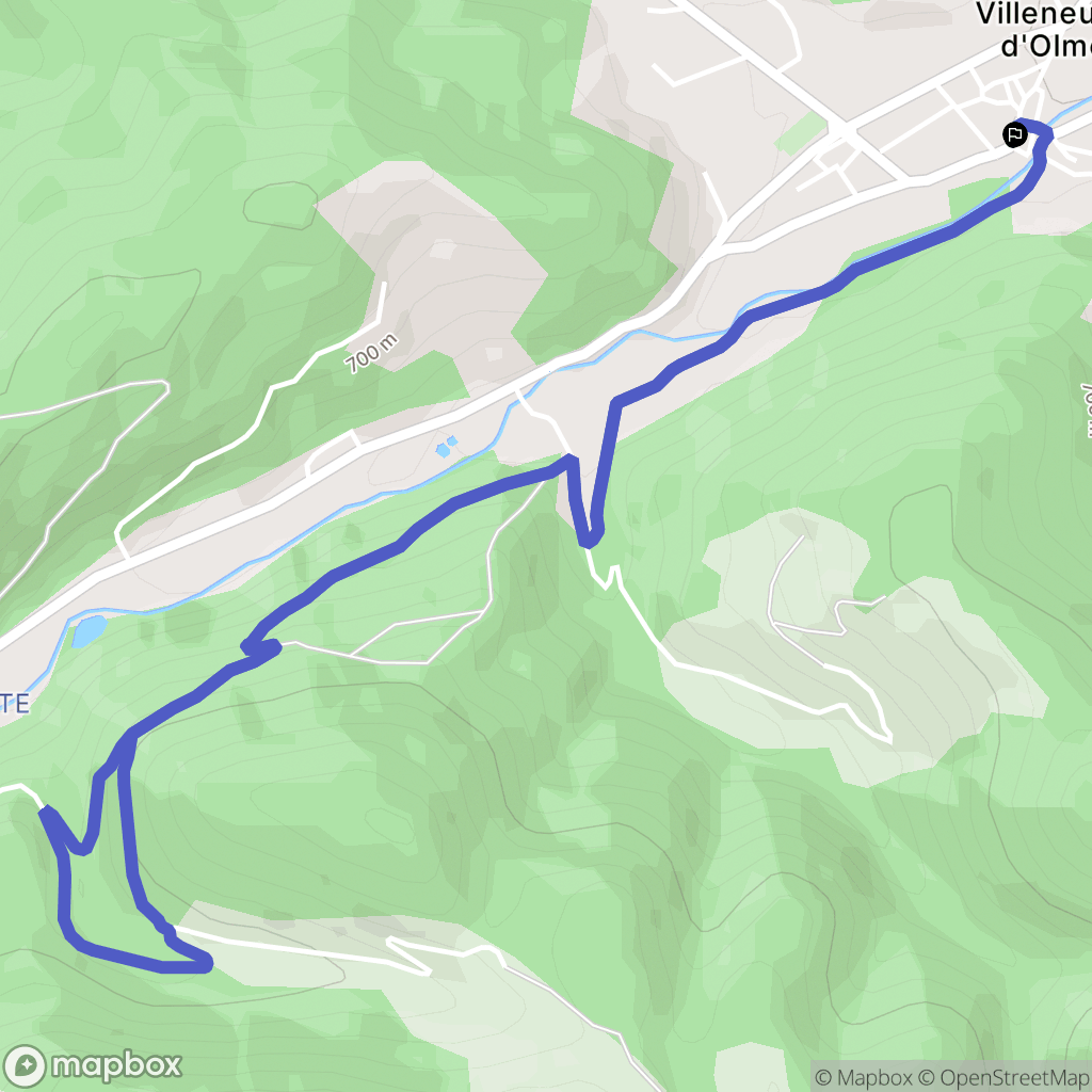 Villeneuve-d'Olmes : carte du parcours de randonnée - France