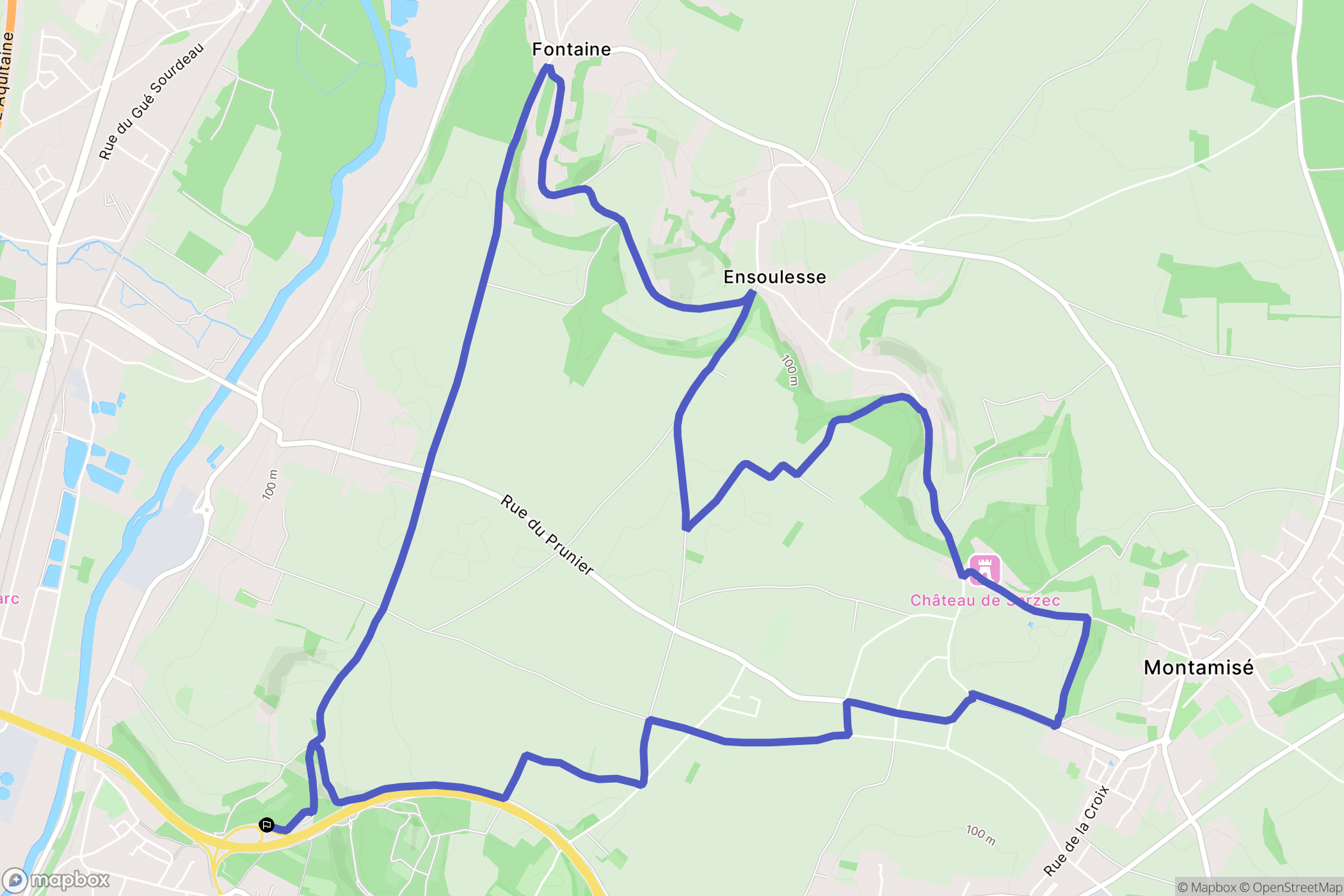 Buxerolles : carte du parcours de randonnée - France
