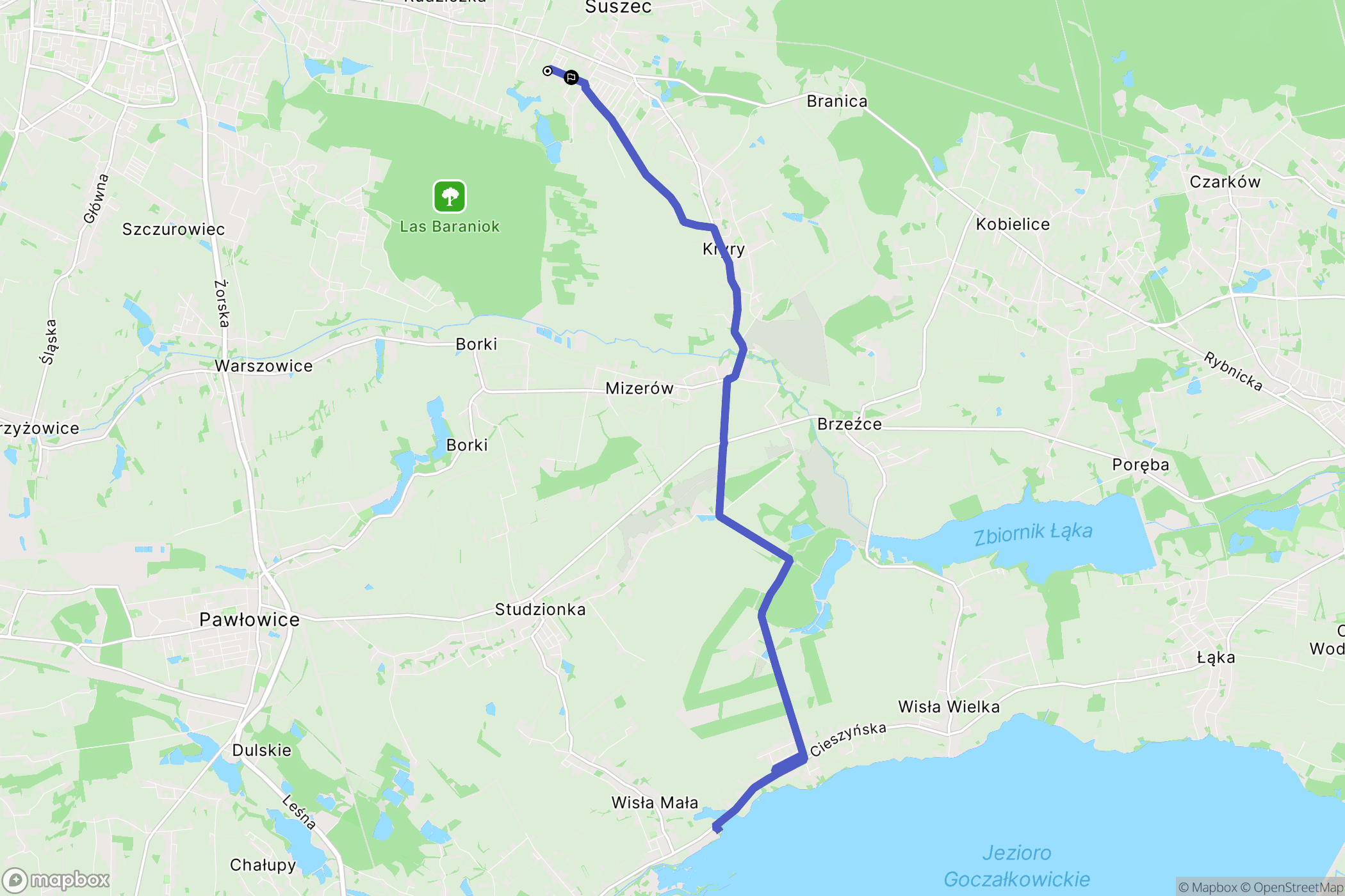 Suszec: mapa trasy - Poland