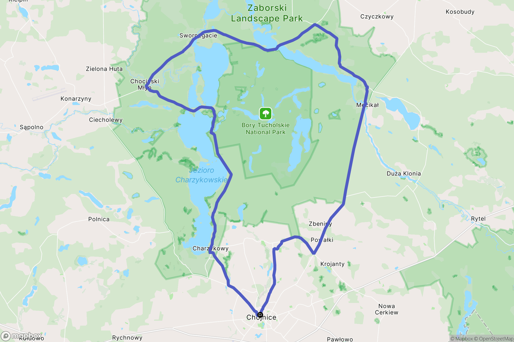 Chojnice: mapa trasy - Poland