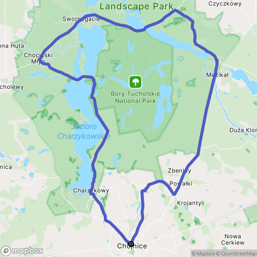 Chojnice: mapa trasy - Poland