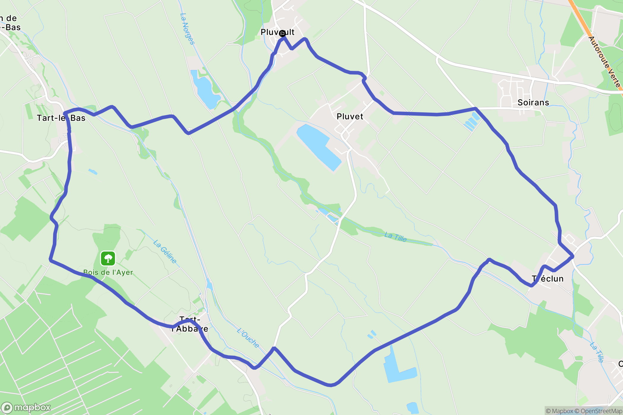 Longeault-Pluvault : carte du parcours de randonnée - France