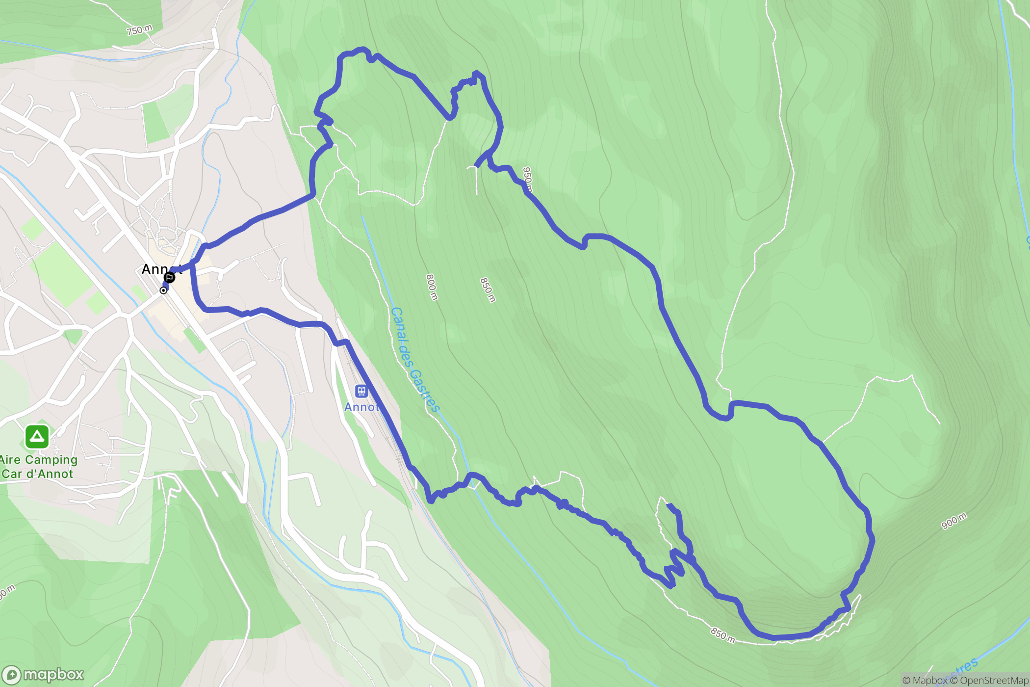 Annot : carte du parcours de randonnée - France