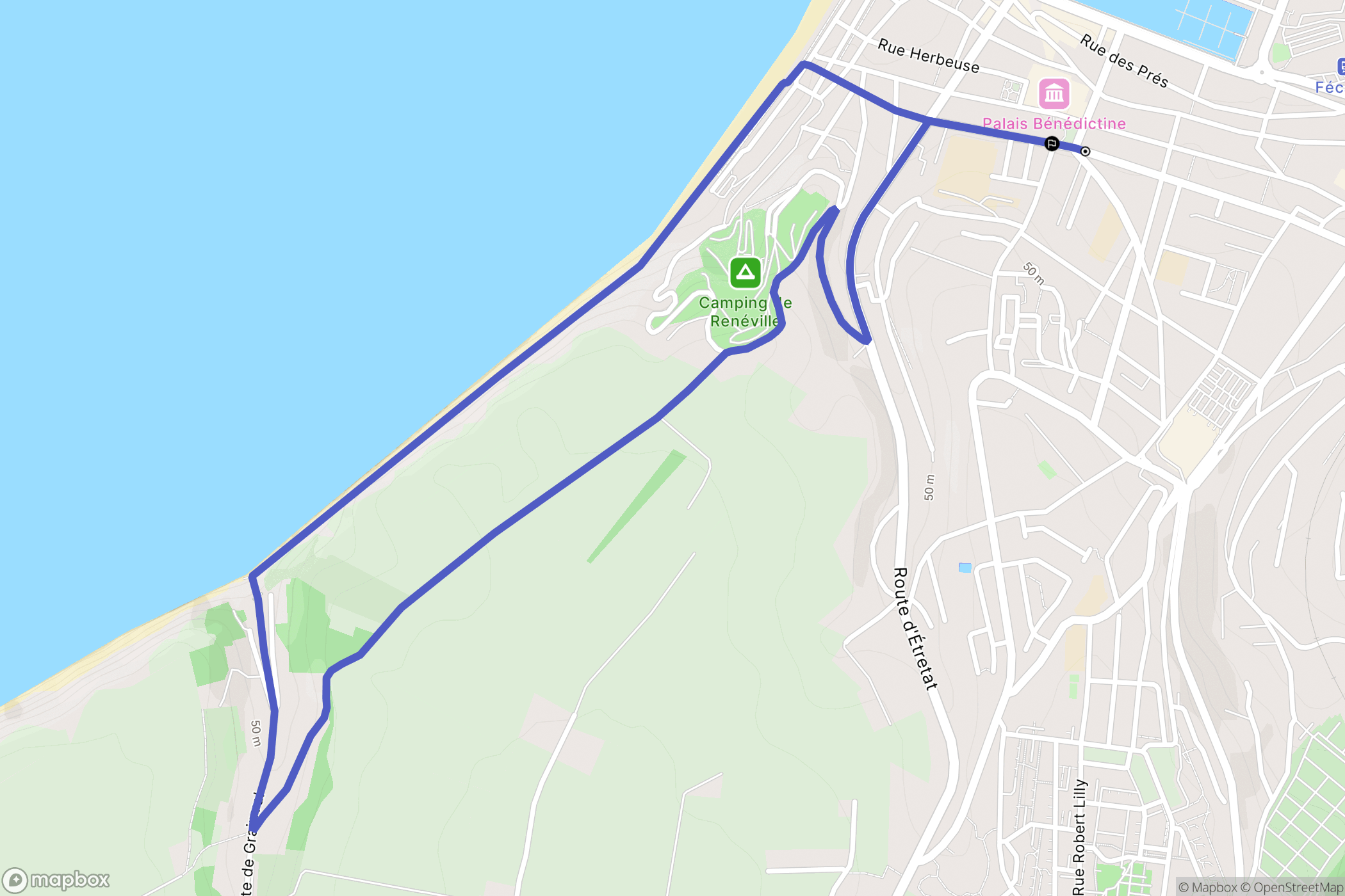 Fécamp : carte du parcours de randonnée - France