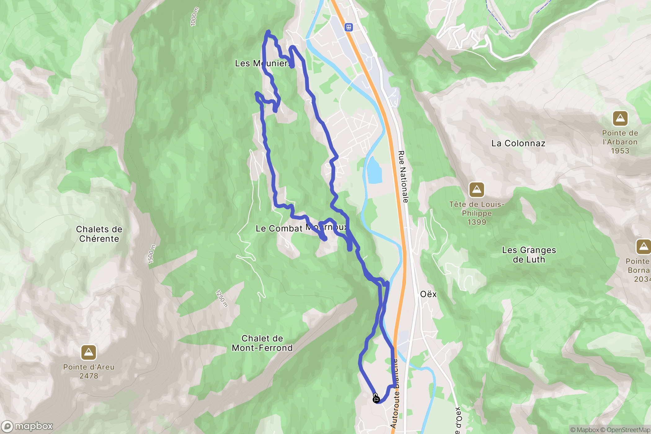 Sallanches : carte du parcours de randonnée - France