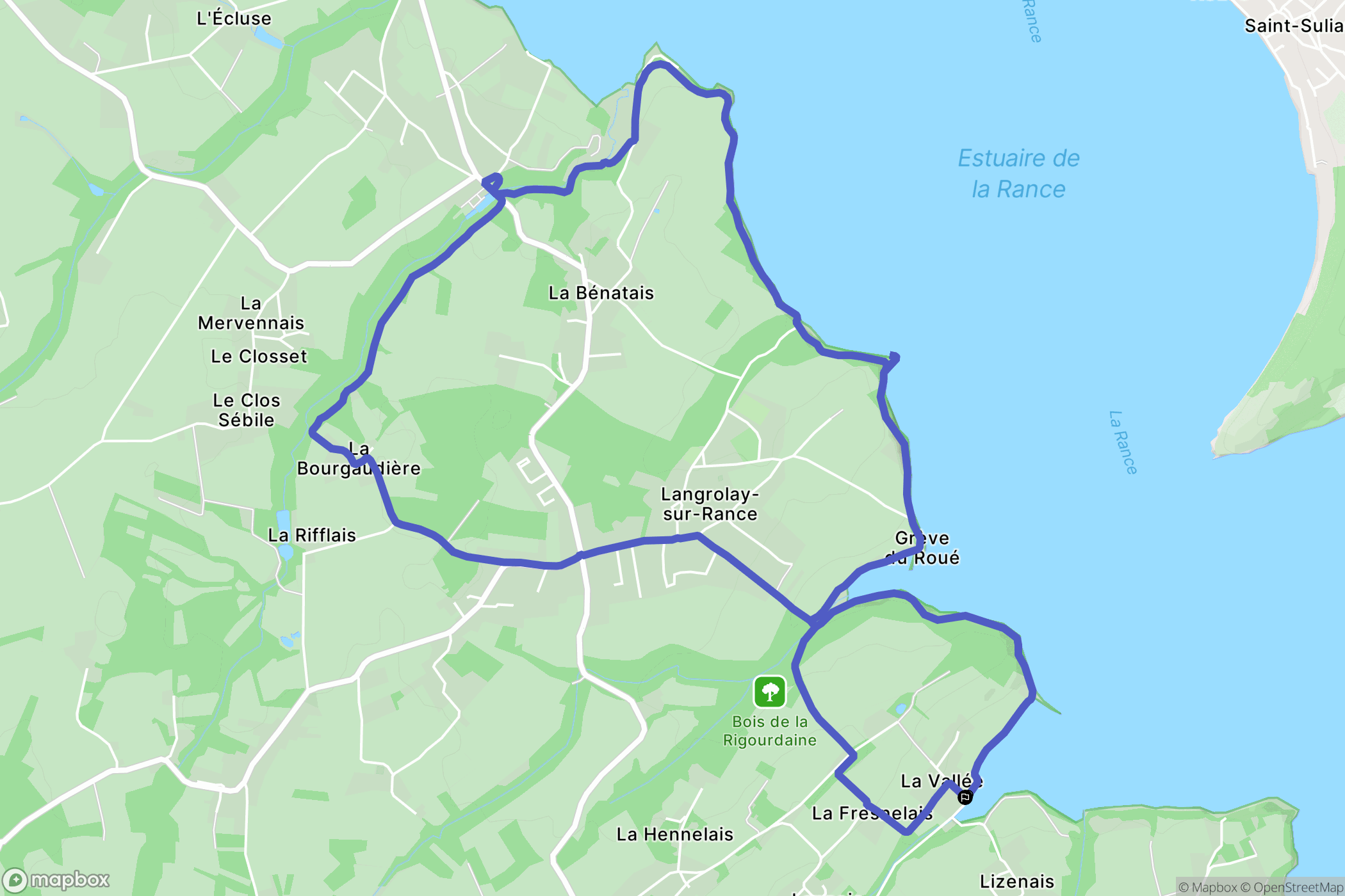 Plouër-sur-Rance : carte du parcours de randonnée - France