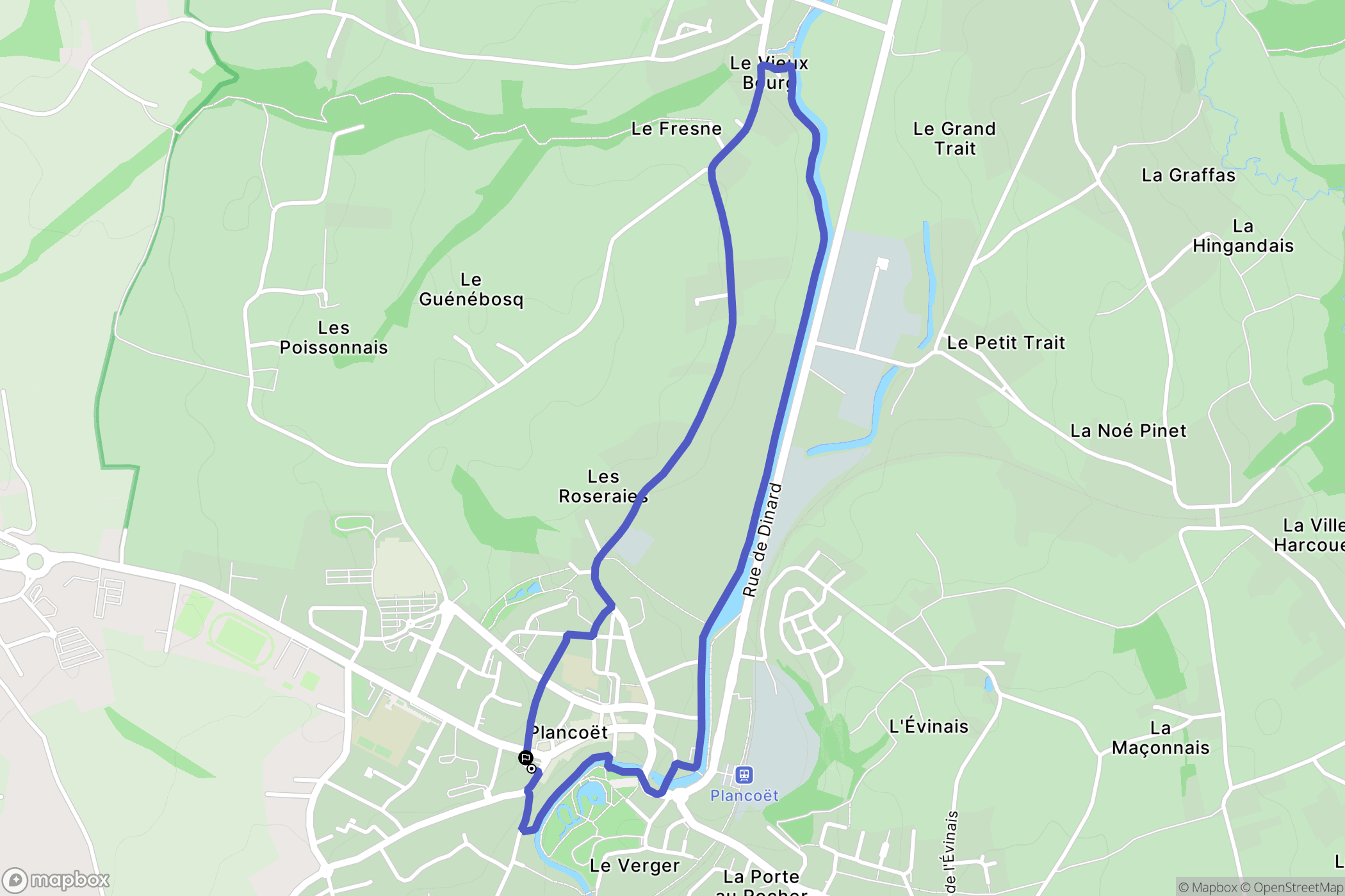 Plancoët : carte du parcours de randonnée - France