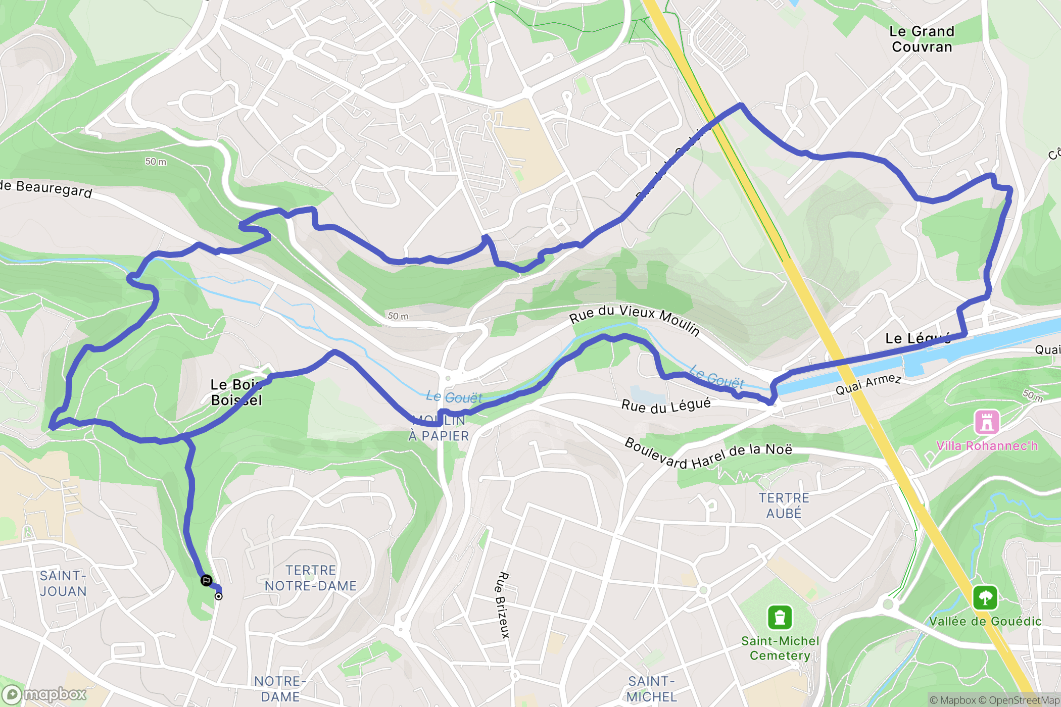Saint-Brieuc : carte du parcours de randonnée - France