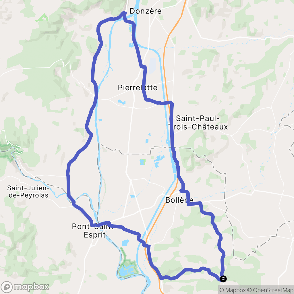 Uchaux : carte du parcours de randonnée - France