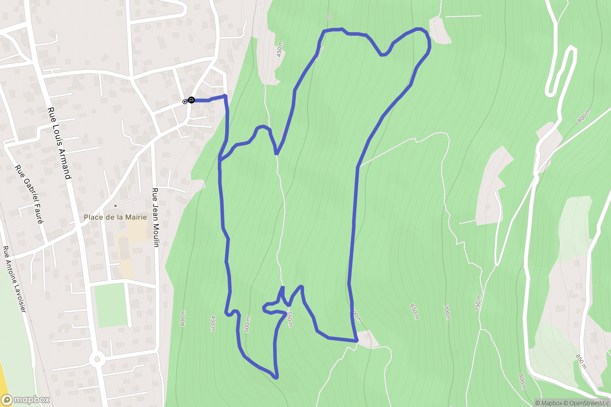 La Bâthie : carte du parcours de randonnée - France