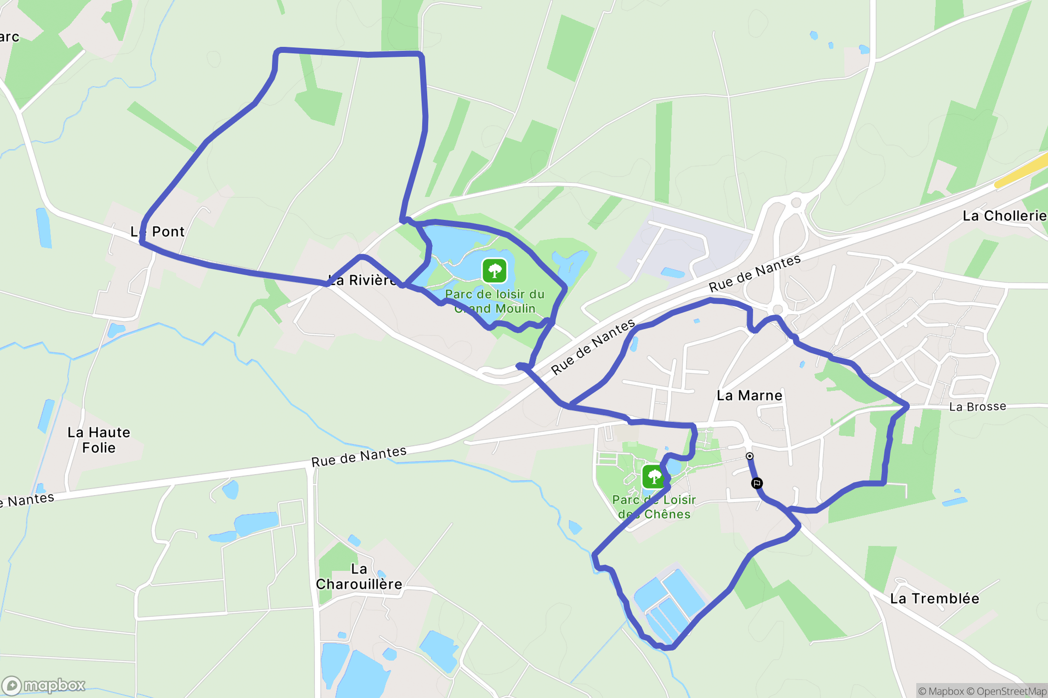 La Marne : carte du parcours de randonnée - France