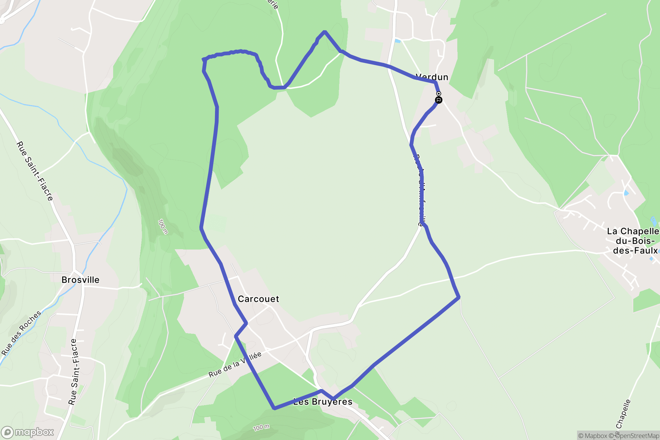 La Vacherie : carte du parcours de randonnée - France