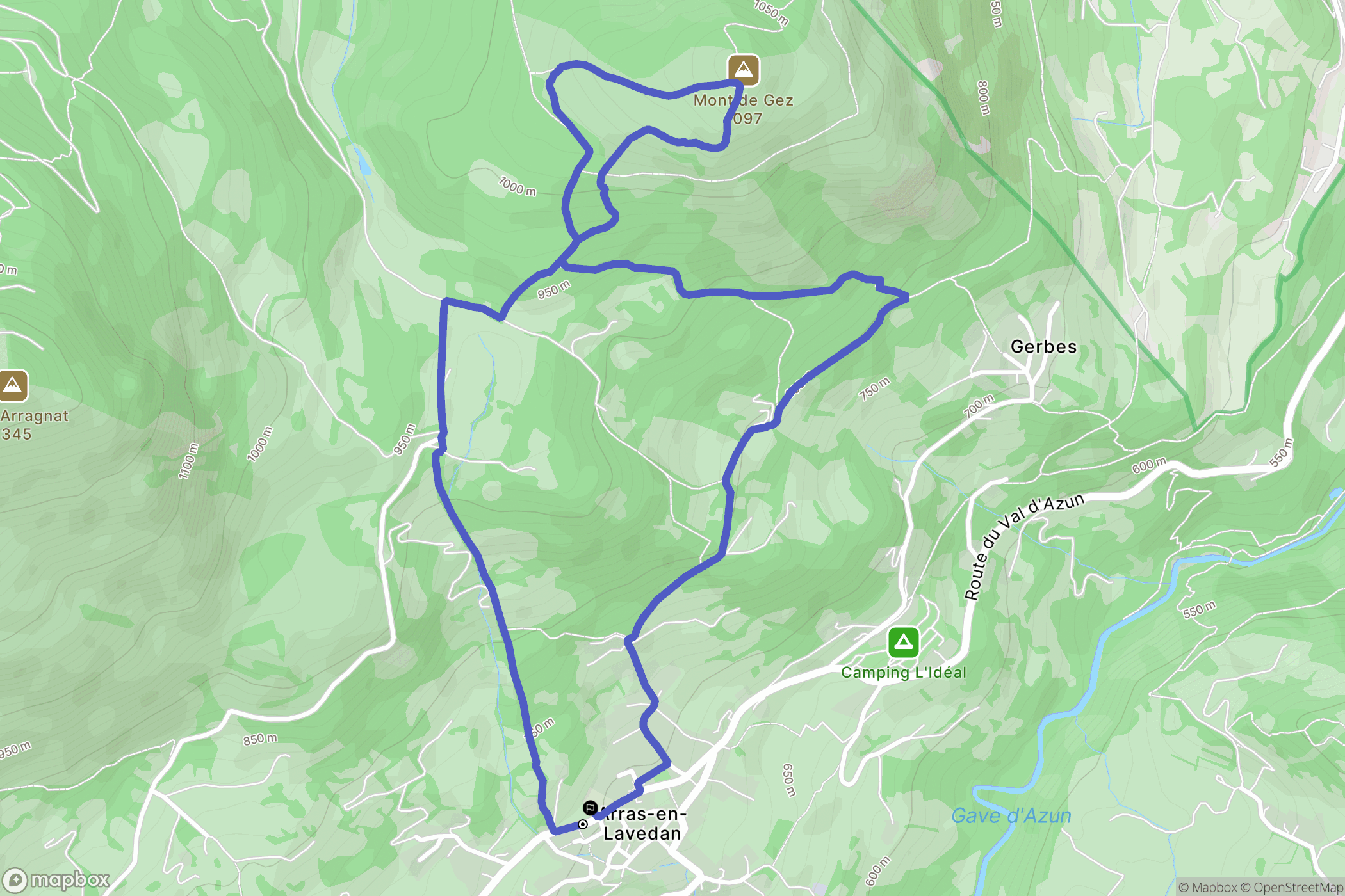 Arras-en-Lavedan : carte du parcours de randonnée - France