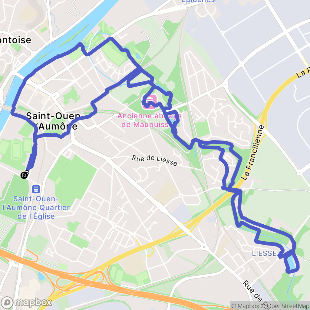 Saint-Ouen-l'Aumône : carte du parcours de randonnée - France